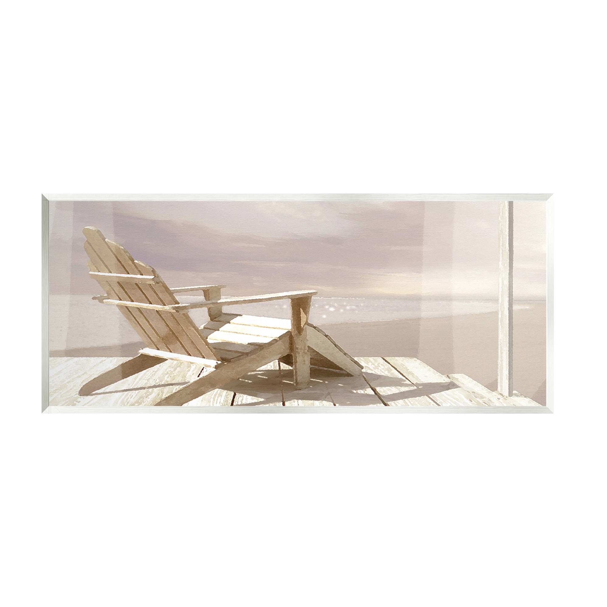 Stupell Industries Chair Overlooking Beach Landscape Photography Unframed Art Print Wall Art, 17 x 7