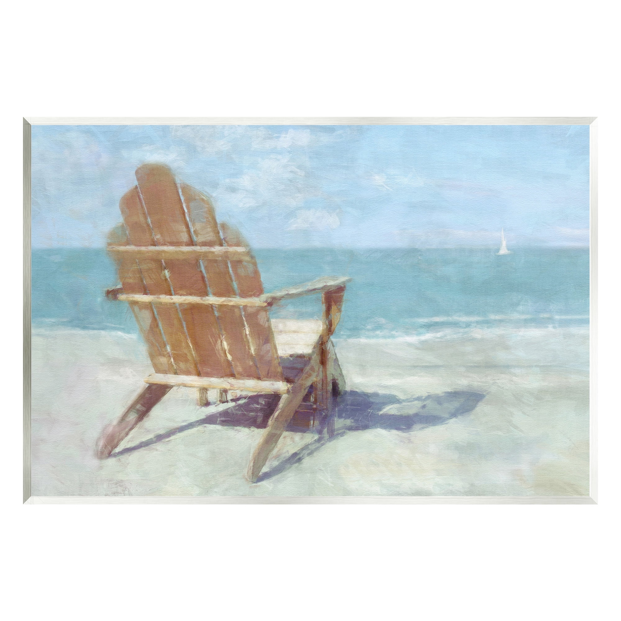 Stupell Industries Chair with Sailboat View Landscape Painting Unframed Art Print Wall Art, 19 x 13