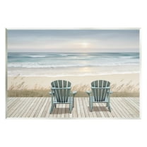 Stupell Industries Chairs with Beach Sunrise Landscape Painting Unframed Art Print Wall Art, 15 x 10