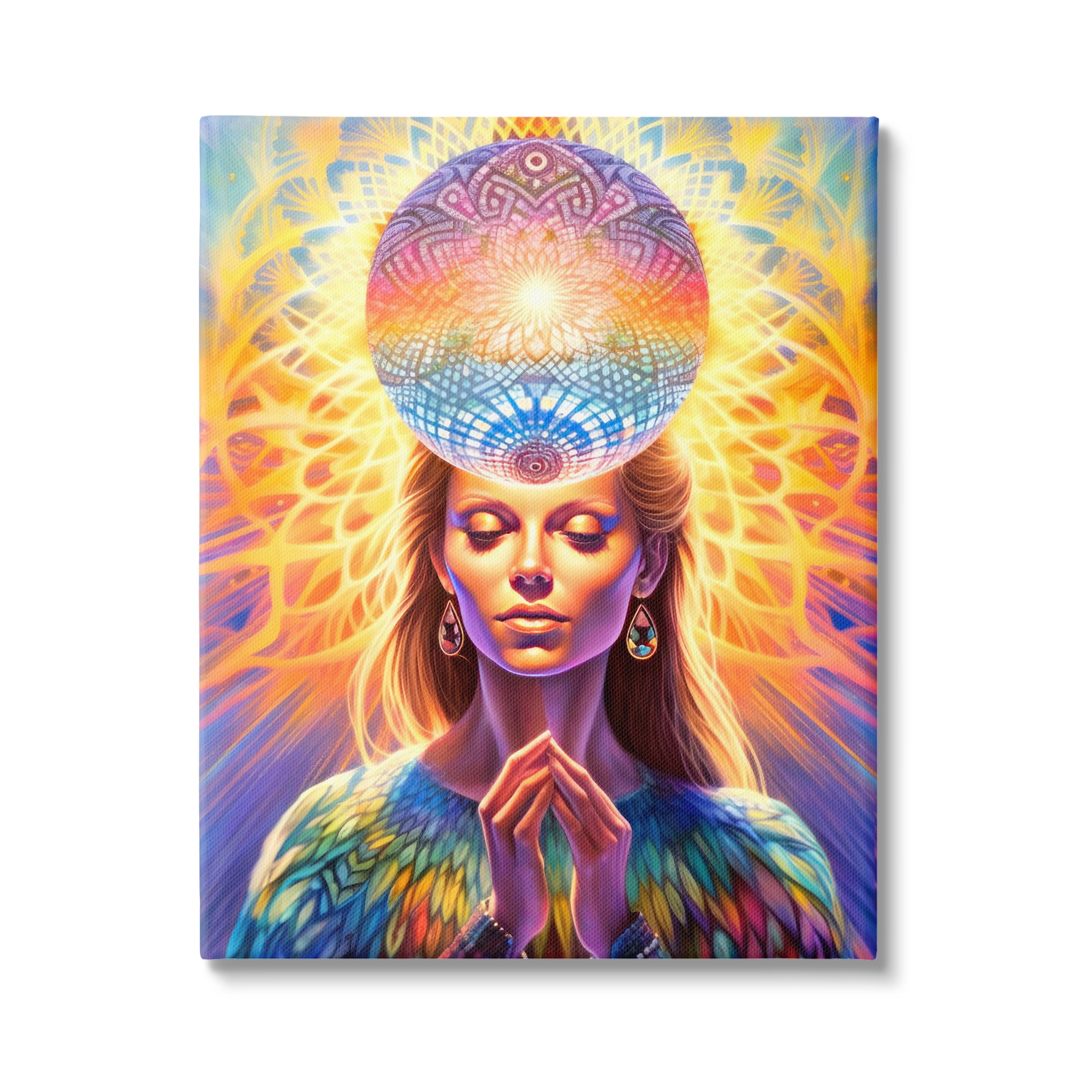 Stupell Industries Chakra Woman Fractals Abstract Painting Gallery Wrapped Canvas Art Print Wall Art, 24 x 30
