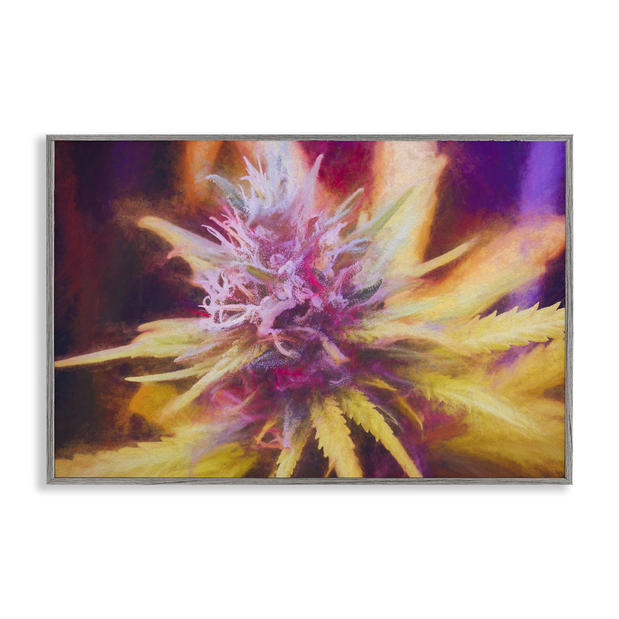 Stupell Industries Chalk Cannabis Flower Plants & Flowers Painting Gray Framed Art Print Wall Art, 30 x 20