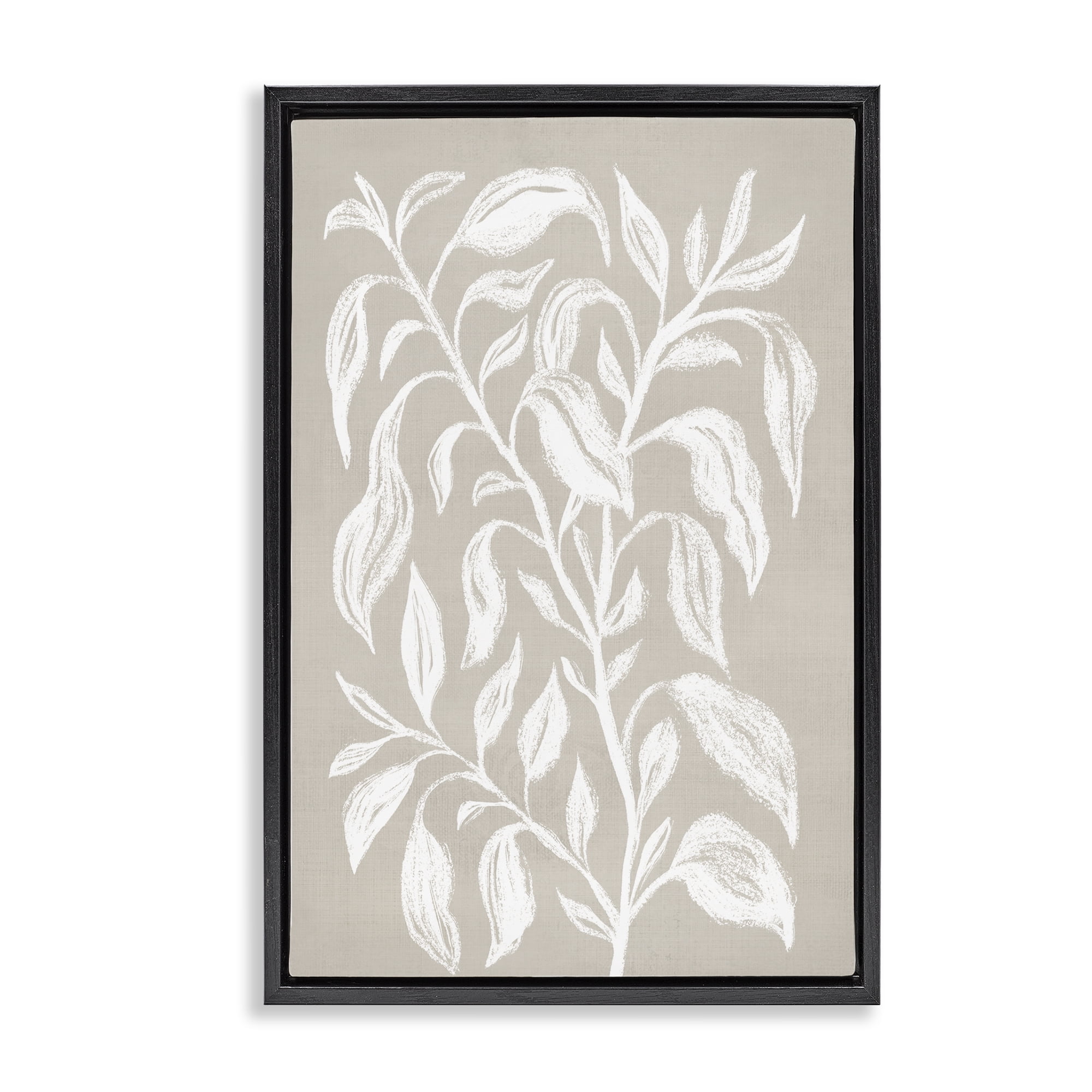 Stupell Industries Chalk Sketch Botanicals Plants & Flowers Painting Black Floater Framed Canvas Art Print Wall Art, 17 x 25