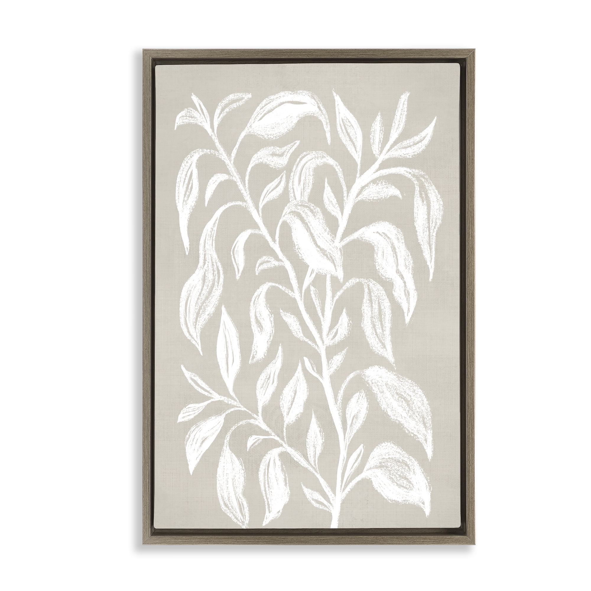 Stupell Industries Chalk Sketch Botanicals Plants & Flowers Painting Brown Floater Framed Canvas Art Print Wall Art, 17 x 25