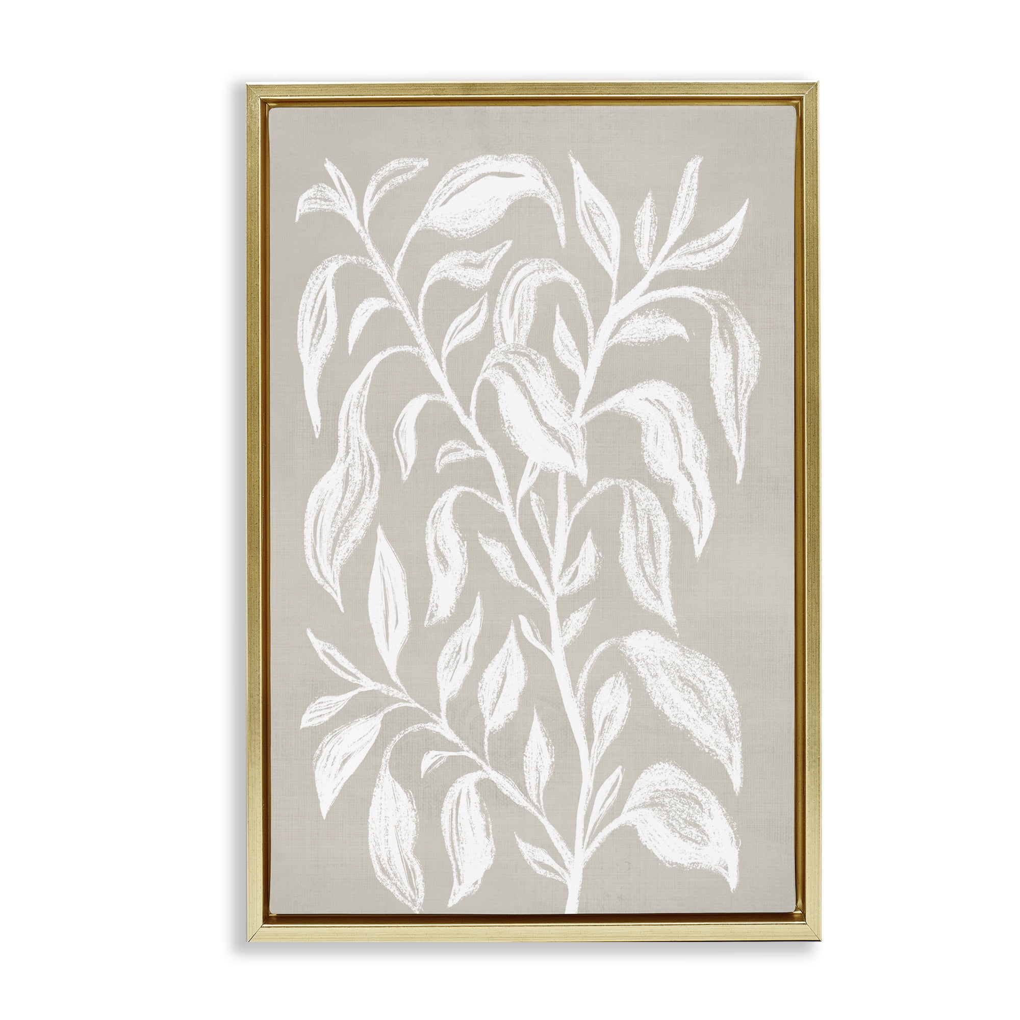 Stupell Industries Chalk Sketch Botanicals Plants & Flowers Painting Gold Floater Framed Canvas Art Print Wall Art, 17 x 25