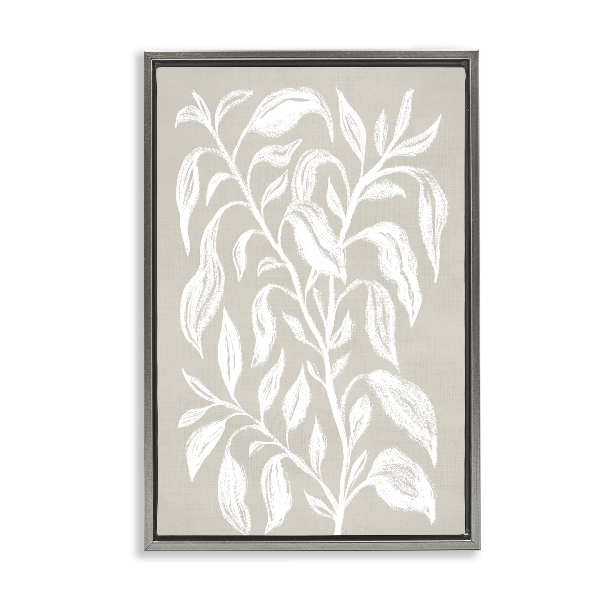 Stupell Industries Chalk Sketch Botanicals Plants & Flowers Painting Gray Floater Framed Canvas Art Print Wall Art, 17 x 25