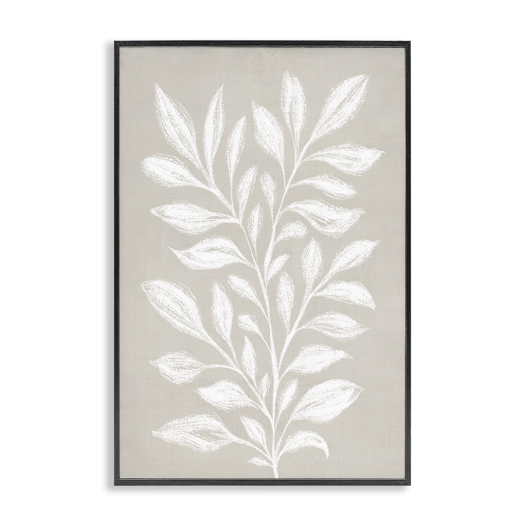 Stupell Industries Chalk Sketch Leaves Plants & Flowers Painting Black Framed Art Print Wall Art, 16 x 24