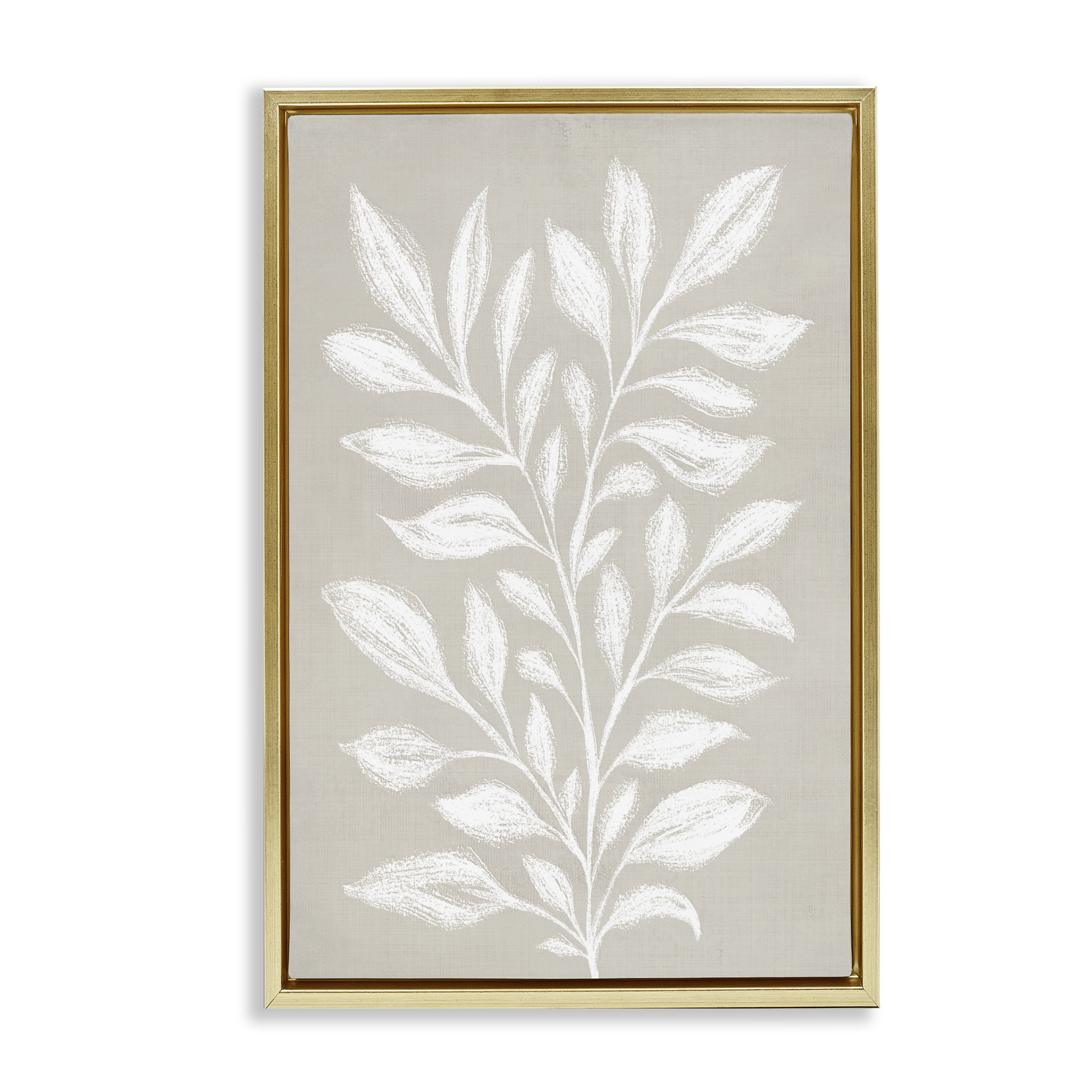 Stupell Industries Chalk Sketch Leaves Plants & Flowers Painting Gold Floater Framed Canvas Art Print Wall Art, 17 x 25