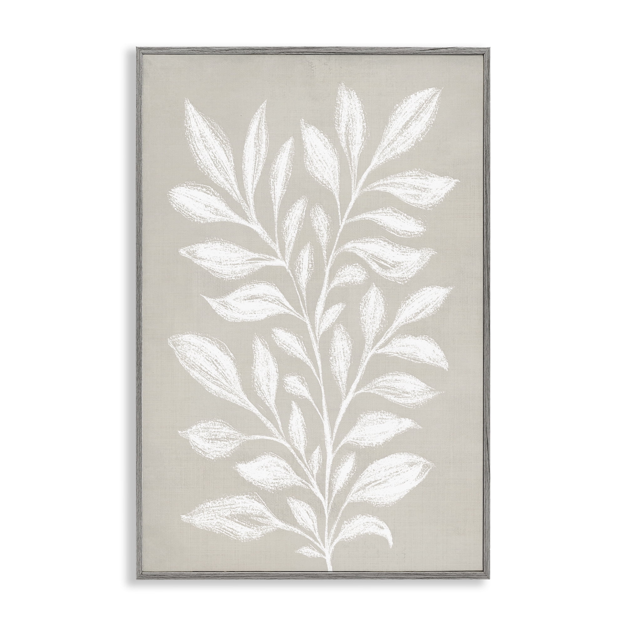 Stupell Industries Chalk Sketch Leaves Plants & Flowers Painting Gray Framed Art Print Wall Art, 12 x 18