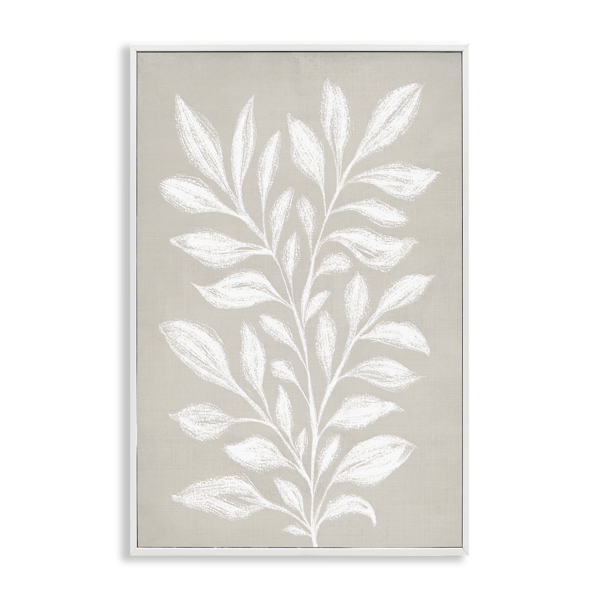 Stupell Industries Chalk Sketch Leaves Plants & Flowers Painting White Framed Art Print Wall Art, 12 x 18