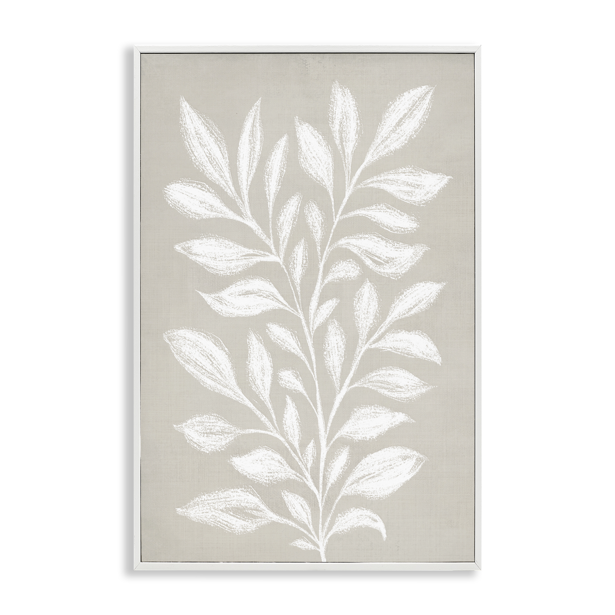 Stupell Industries Chalk Sketch Leaves Plants & Flowers Painting White Framed Art Print Wall Art, 20 x 30