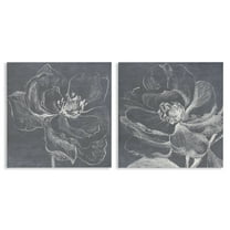 Stupell Industries Chalkboard Magnolia Blossom Plants & Flowers Drawing Wrapped Canvas Art Print Wall Art, 17 x 17, Set of 2