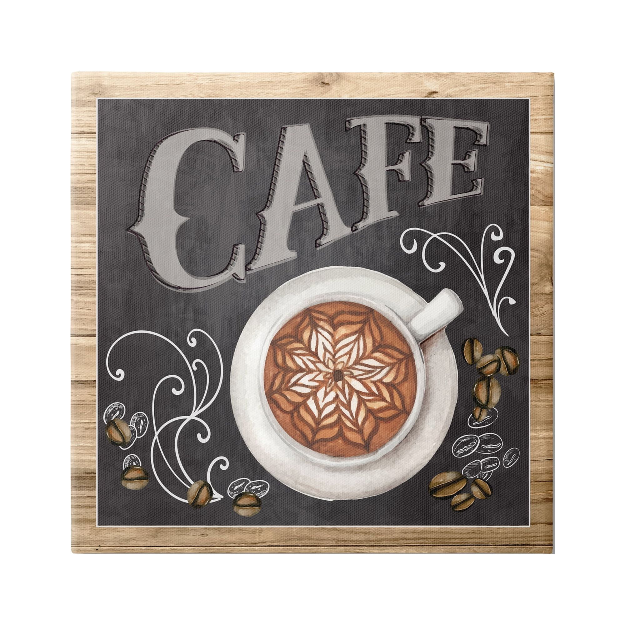 Stupell Industries Chalkboard Style Cafe Sign Latte Coffee Beans Motif Canvas Wall Art, 36 x 36, Design by ND Art