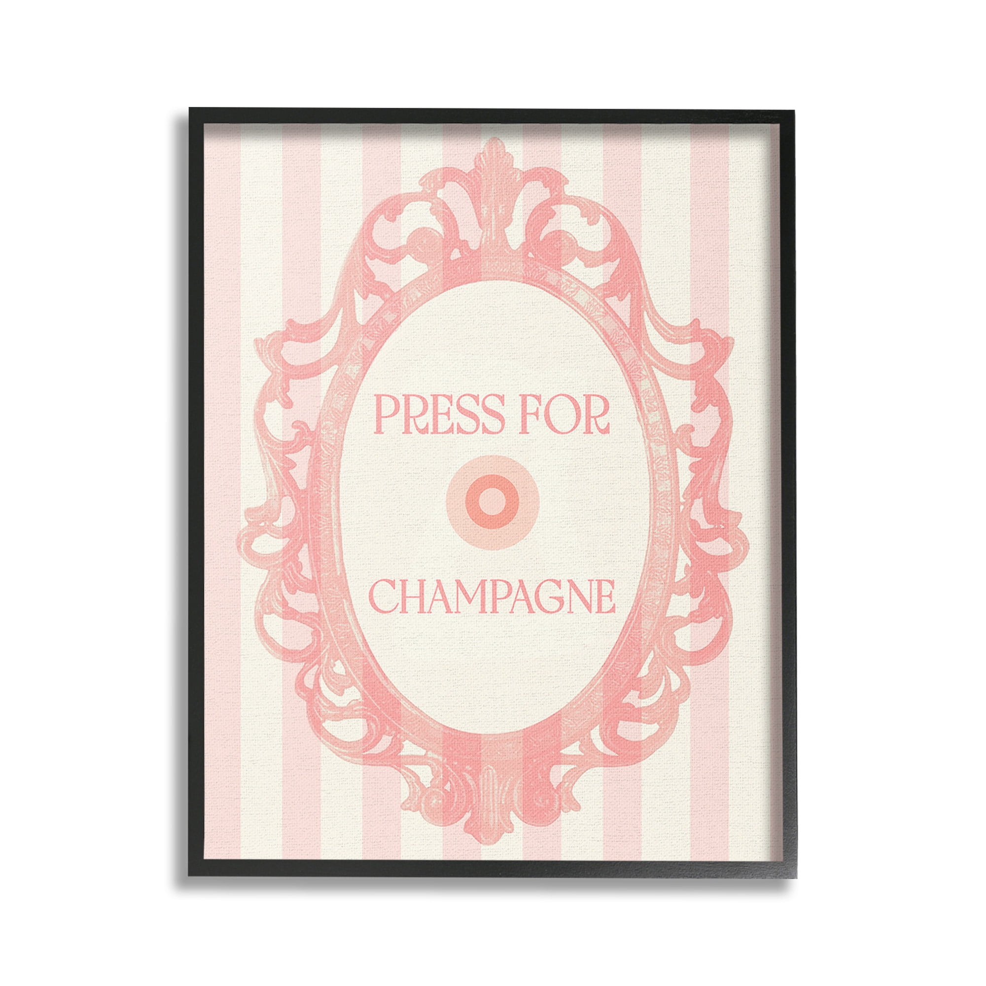 Stupell Industries Champagne Button on Stripes Food & Beverage Painting Black Framed Art Print Wall Art, 16 x 20