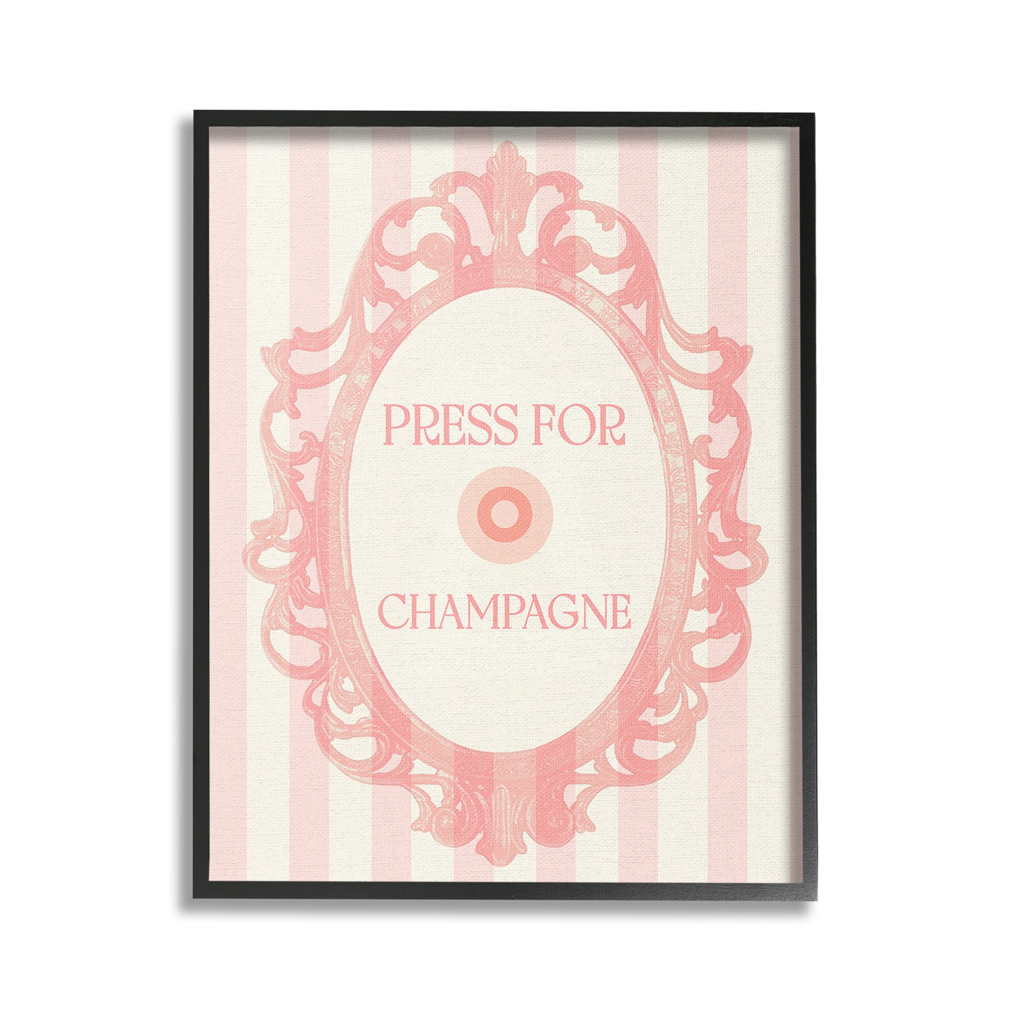 Stupell Industries Champagne Button on Stripes Food & Beverage Painting Black Framed Art Print Wall Art, 24 x 30