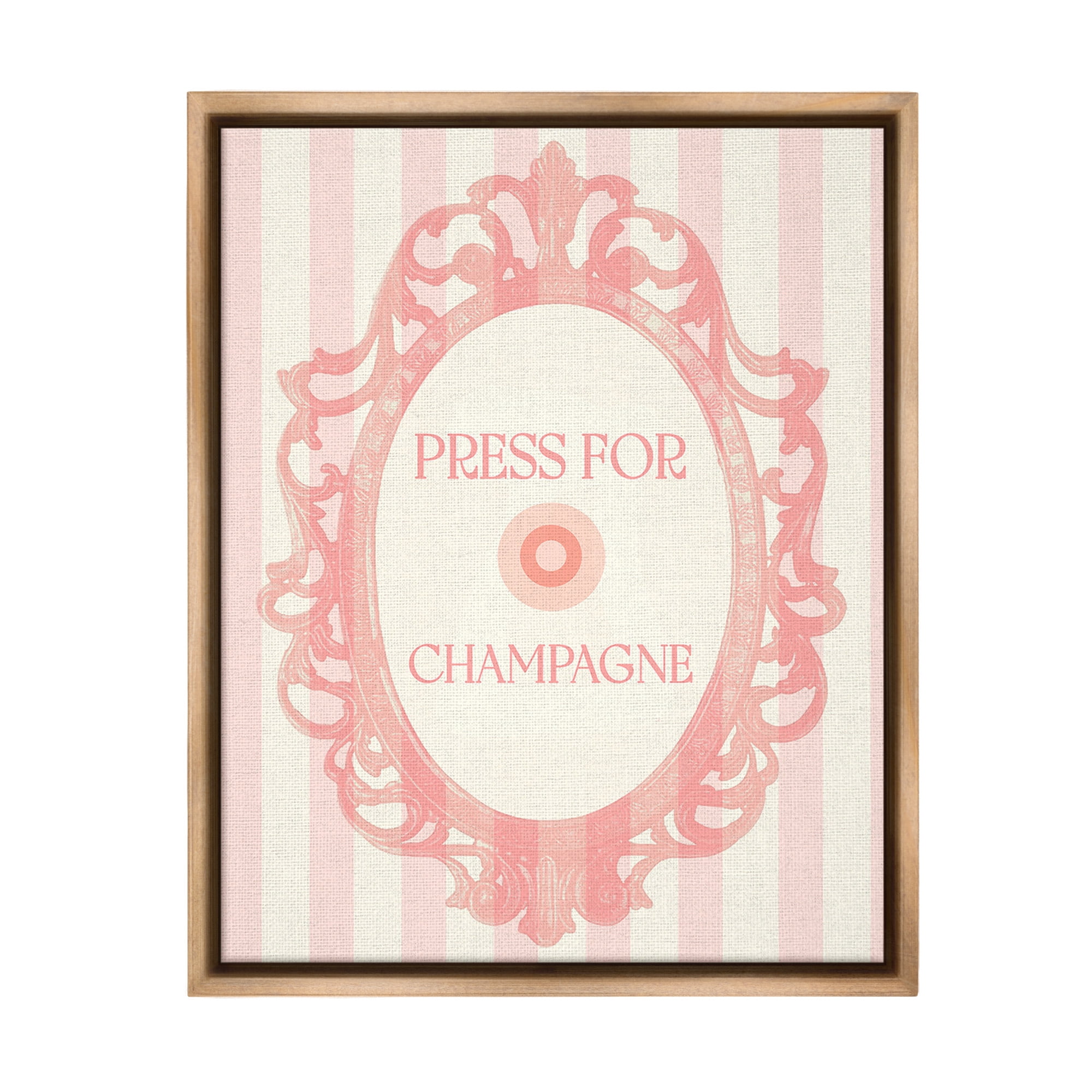 Stupell Industries Champagne Button on Stripes Food & Beverage Painting Brown Floater Framed Canvas Art Print Wall Art, 25 x 31