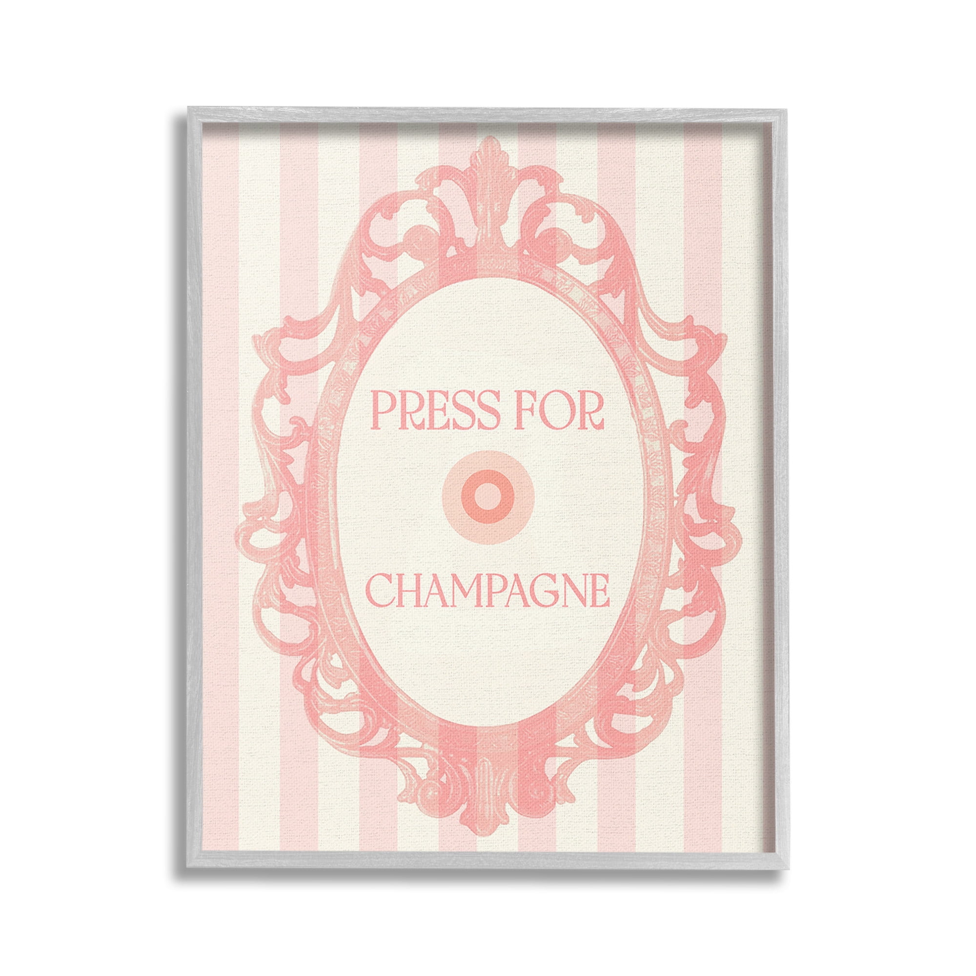 Stupell Industries Champagne Button on Stripes Food & Beverage Painting Gray Framed Art Print Wall Art, 24 x 30