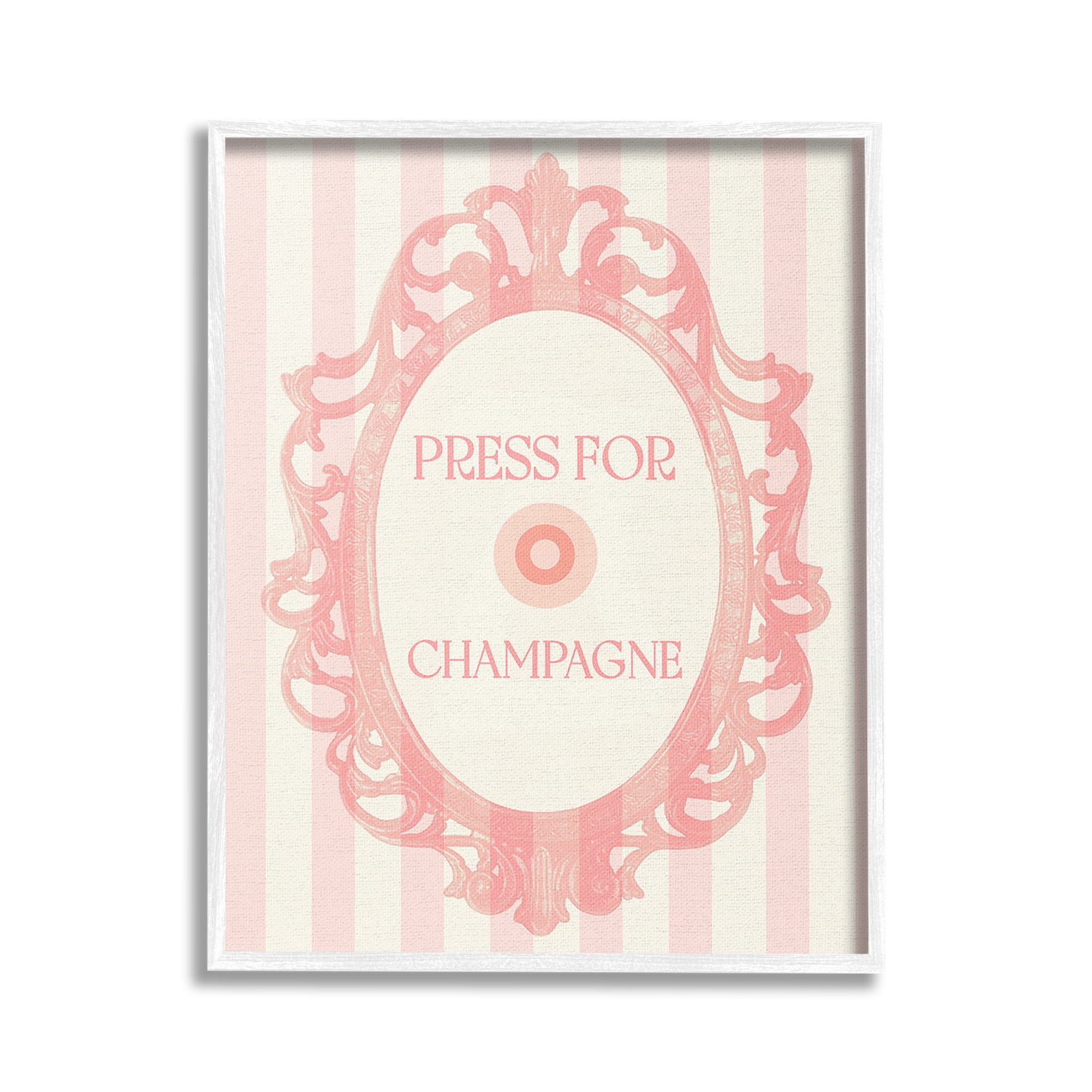 Stupell Industries Champagne Button on Stripes Food & Beverage Painting White Framed Art Print Wall Art, 16 x 20
