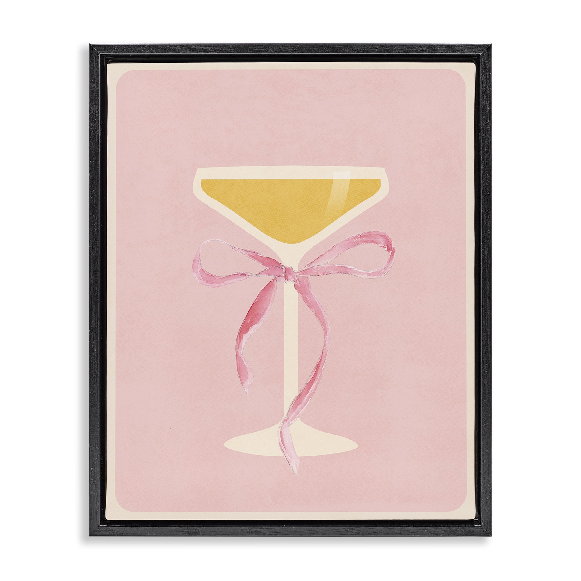 Stupell Industries Champagne Party Glass Black Framed Floater Canvas Wall Art, design by Lucille Price