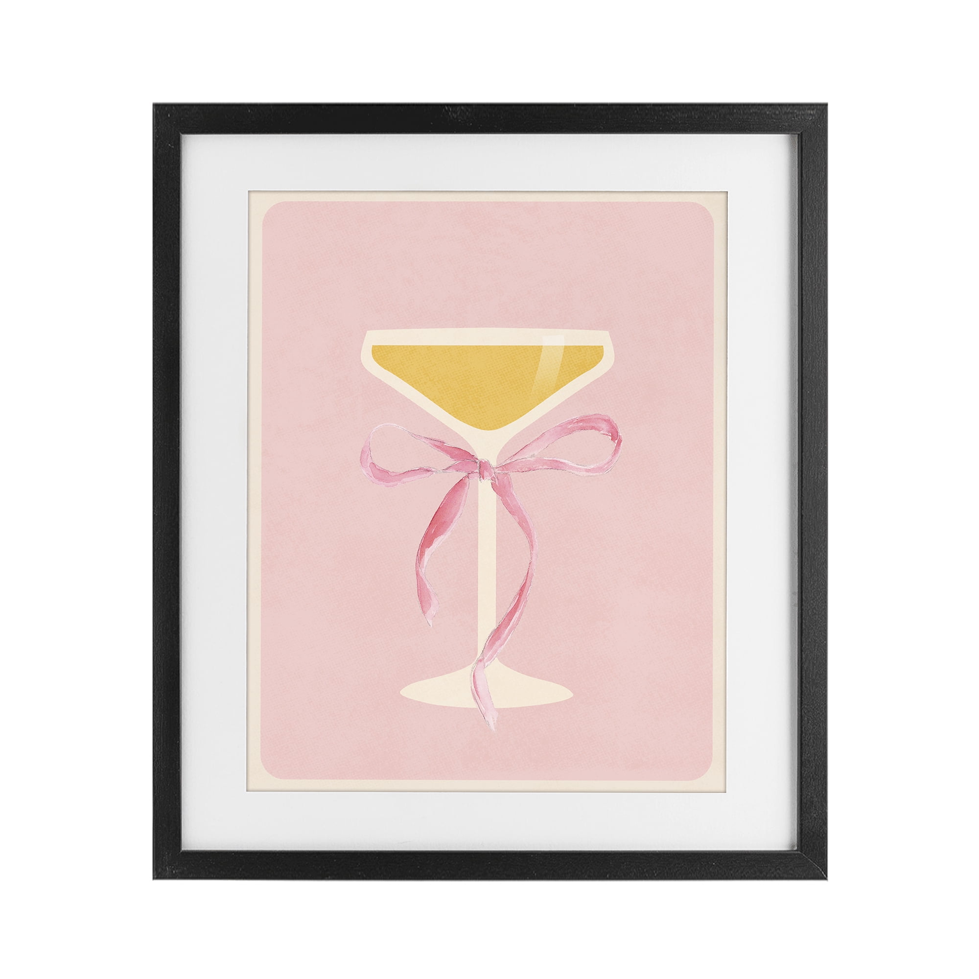 Stupell Industries Champagne Party Glass Black Framed Print Under Glass, design by Lucille Price