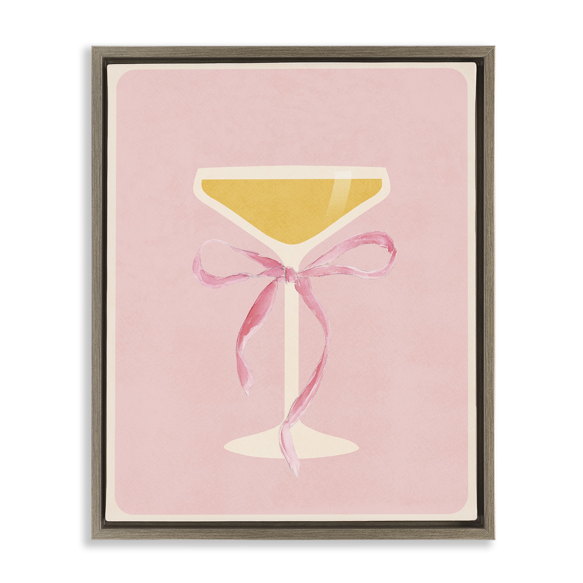Stupell Industries Champagne Party Glass Brown Framed Floater Canvas Wall Art, design by Lucille Price