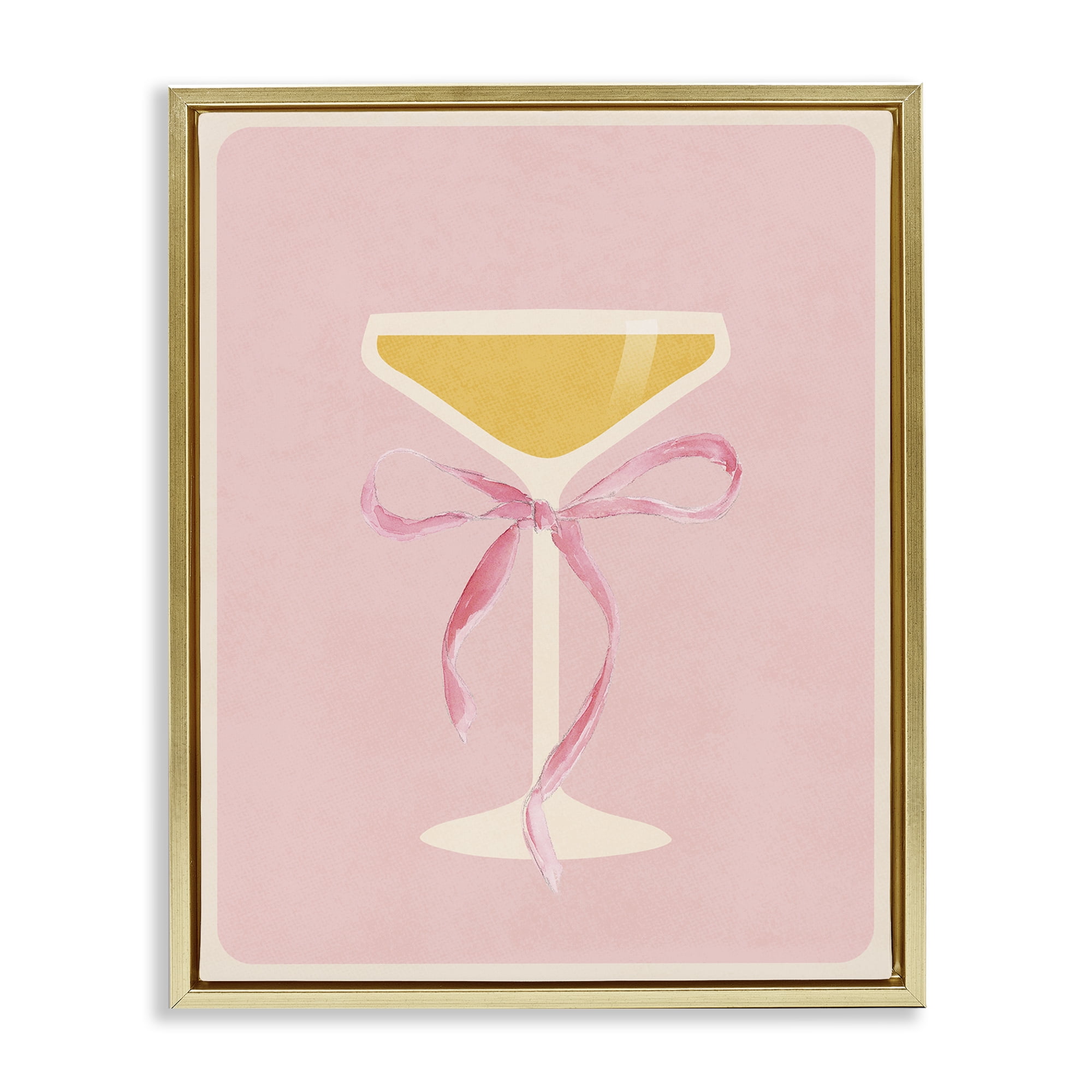 Stupell Industries Champagne Party Glass Gold Framed Floater Canvas Wall Art, design by Lucille Price
