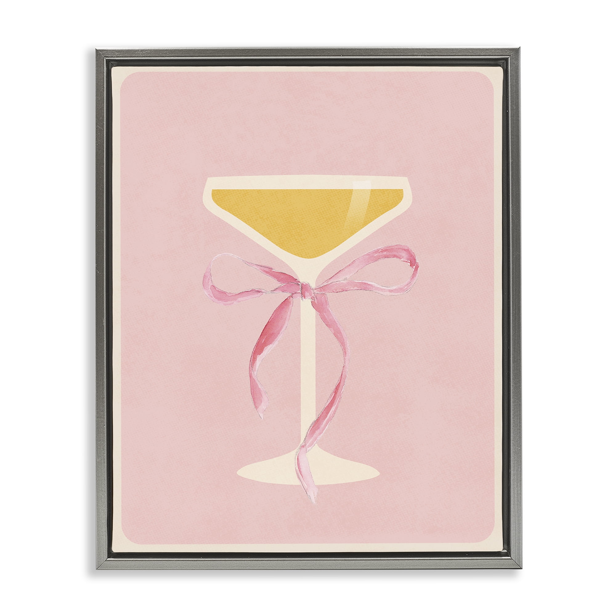 Stupell Industries Champagne Party Glass Gray Framed Floater Canvas Wall Art, design by Lucille Price