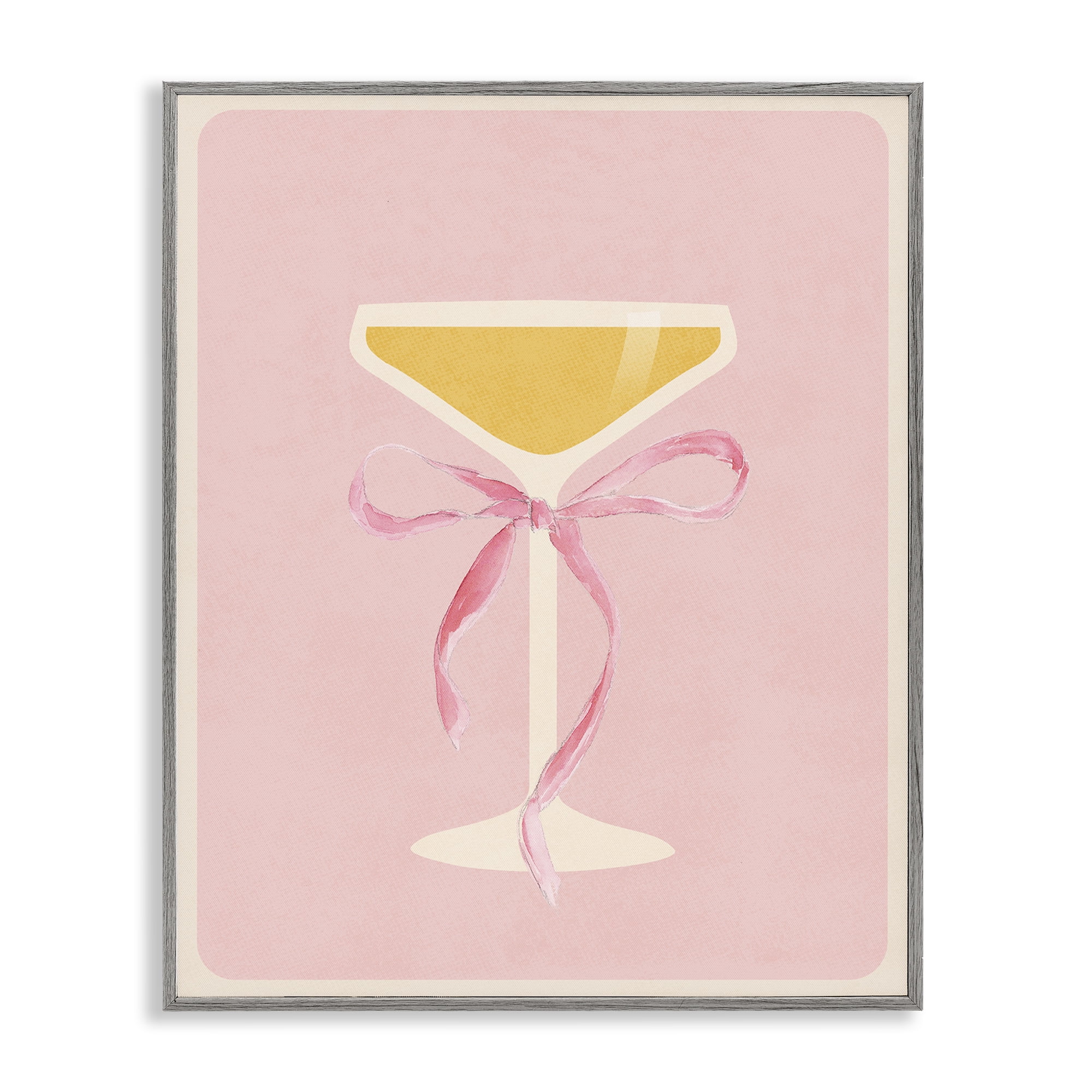 Stupell Industries Champagne Party Glass Gray Framed Giclee Art, design by Lucille Price