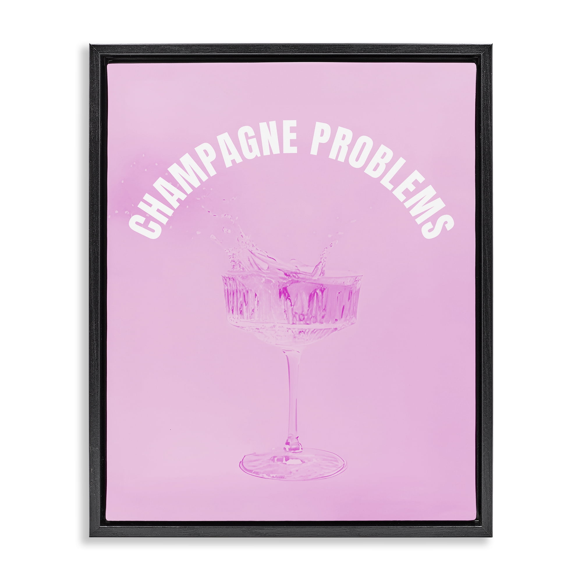 Stupell Industries Champagne Problems Pink Food & Beverage Painting Black Floater Framed Canvas Art Print Wall Art, 25 x 31