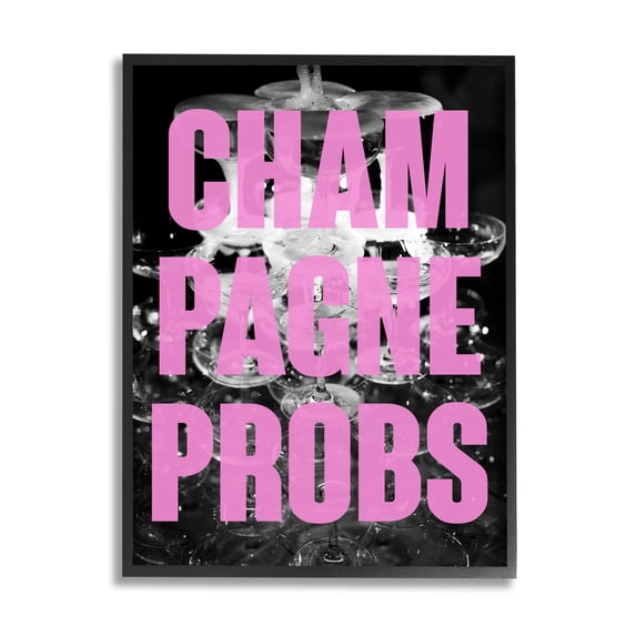 Stupell Industries Champagne Probs Phrase Food & Beverage Painting Black Framed Art Print Wall Art, 11 x 14