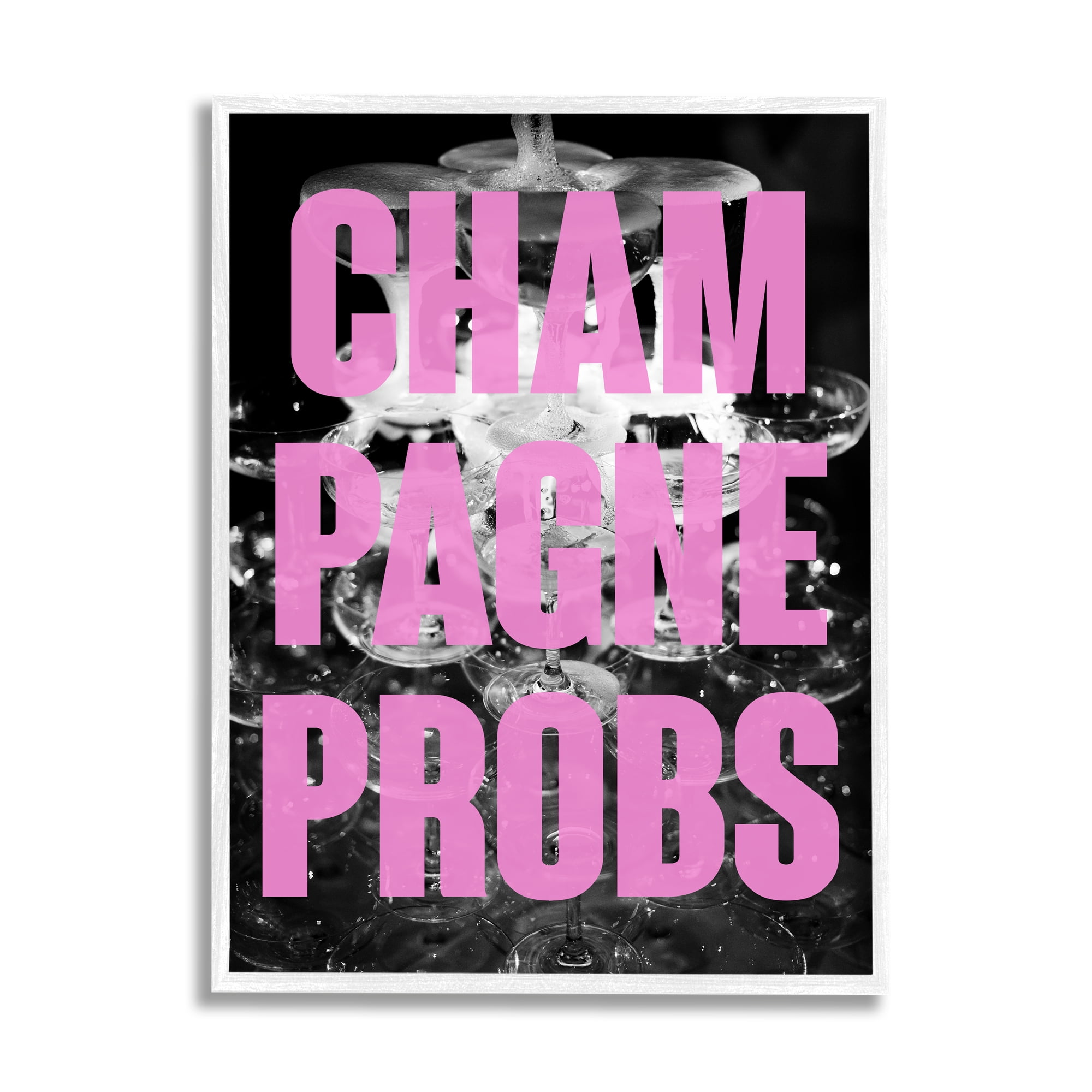Stupell Industries Champagne Probs Phrase Food & Beverage Painting White Framed Art Print Wall Art, 16 x 20
