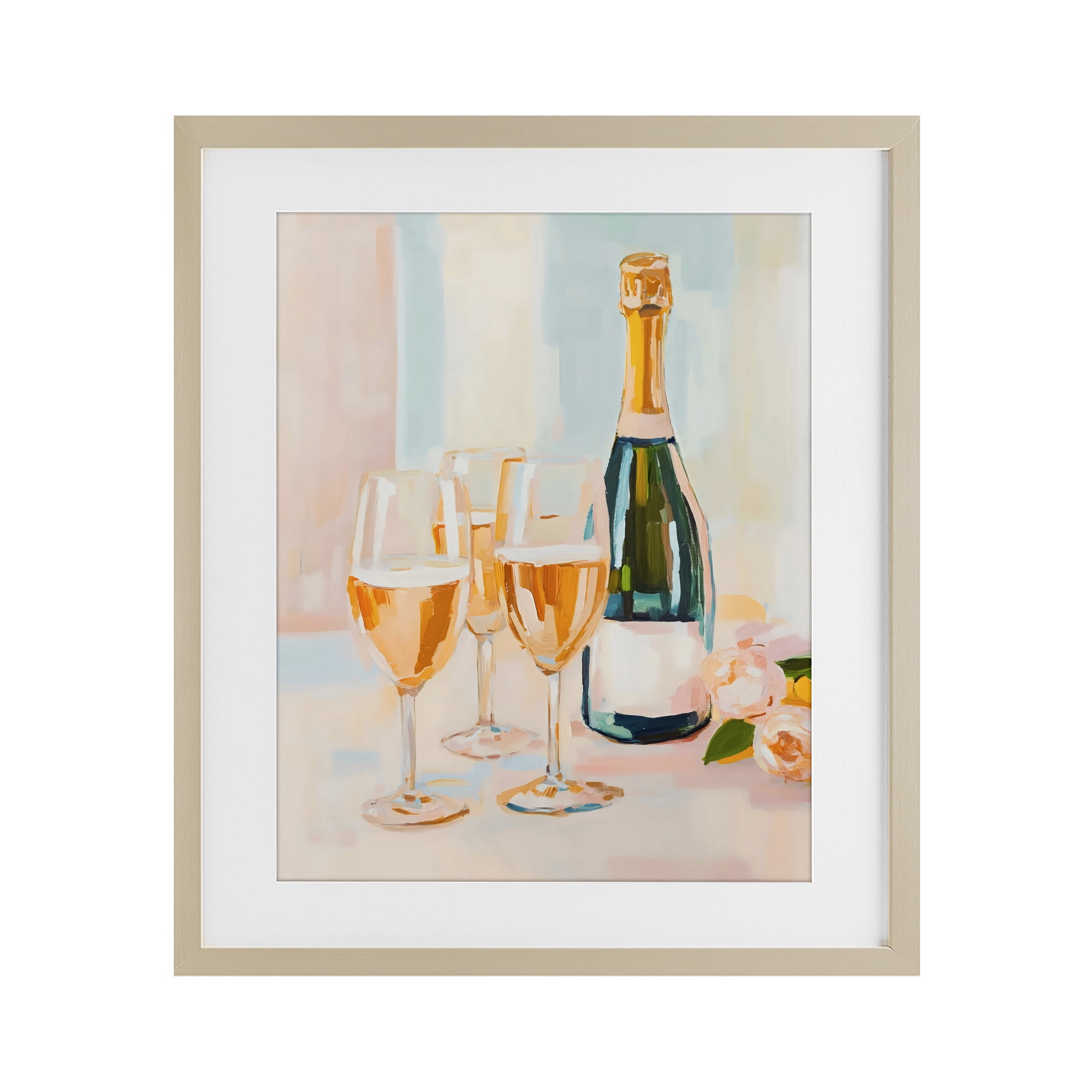 Stupell Industries Champagne Triple Toast Birch Framed Print Under Glass, design by The Prints Vibe
