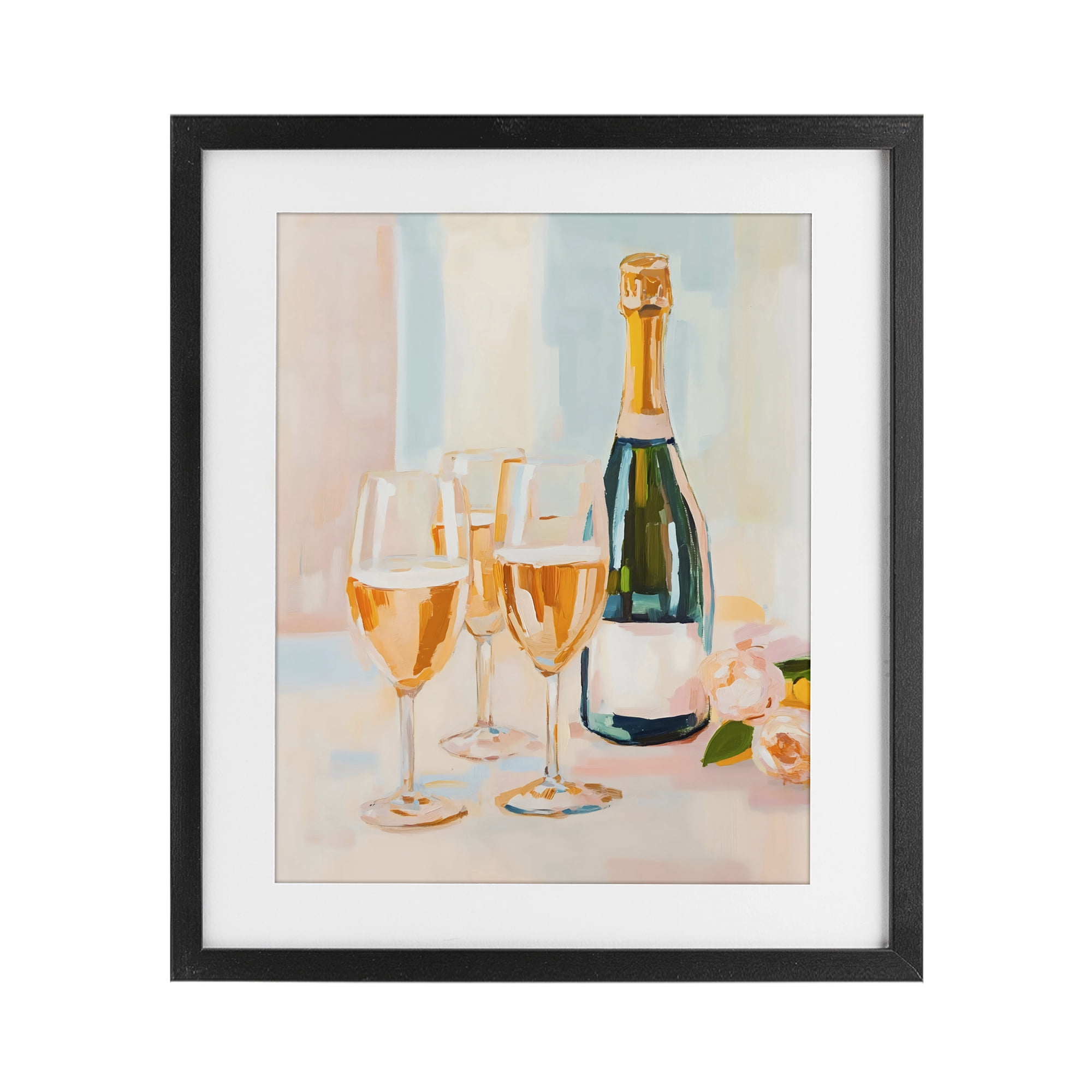 Stupell Industries Champagne Triple Toast Black Framed Print Under Glass, design by The Prints Vibe