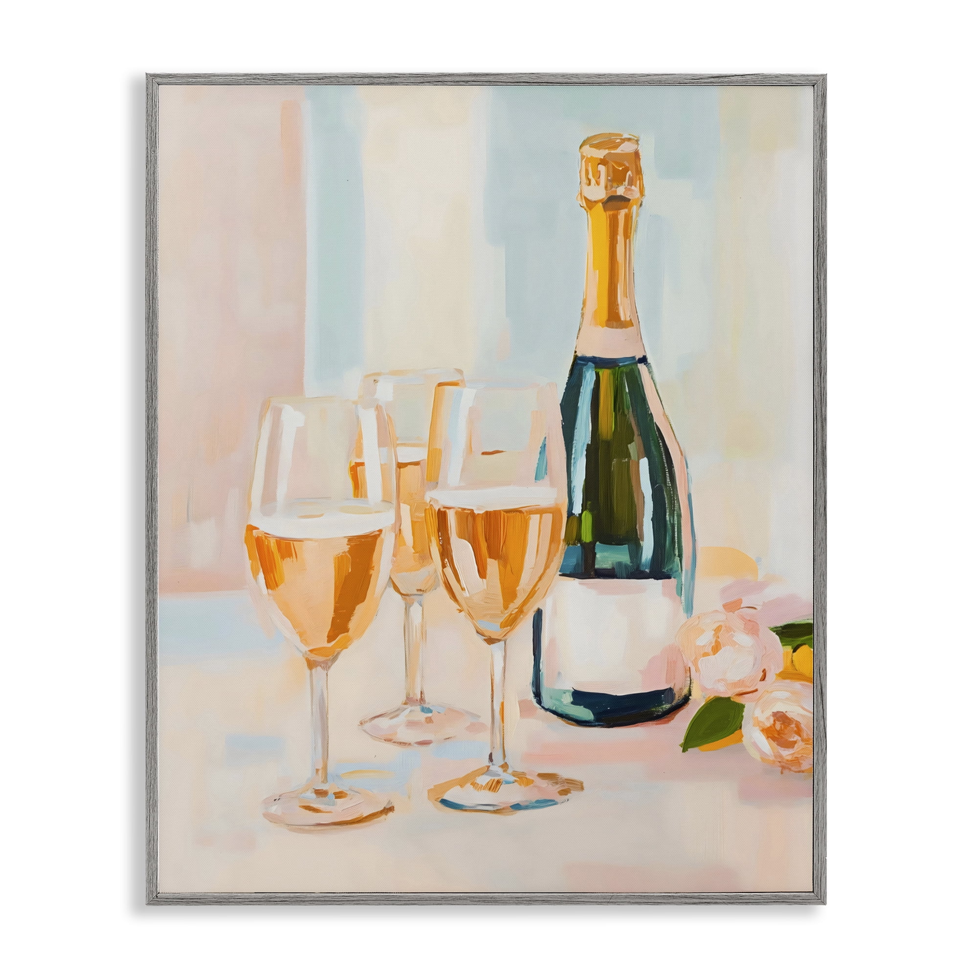 Stupell Industries Champagne Triple Toast Gray Framed Giclee Art, design by The Prints Vibe