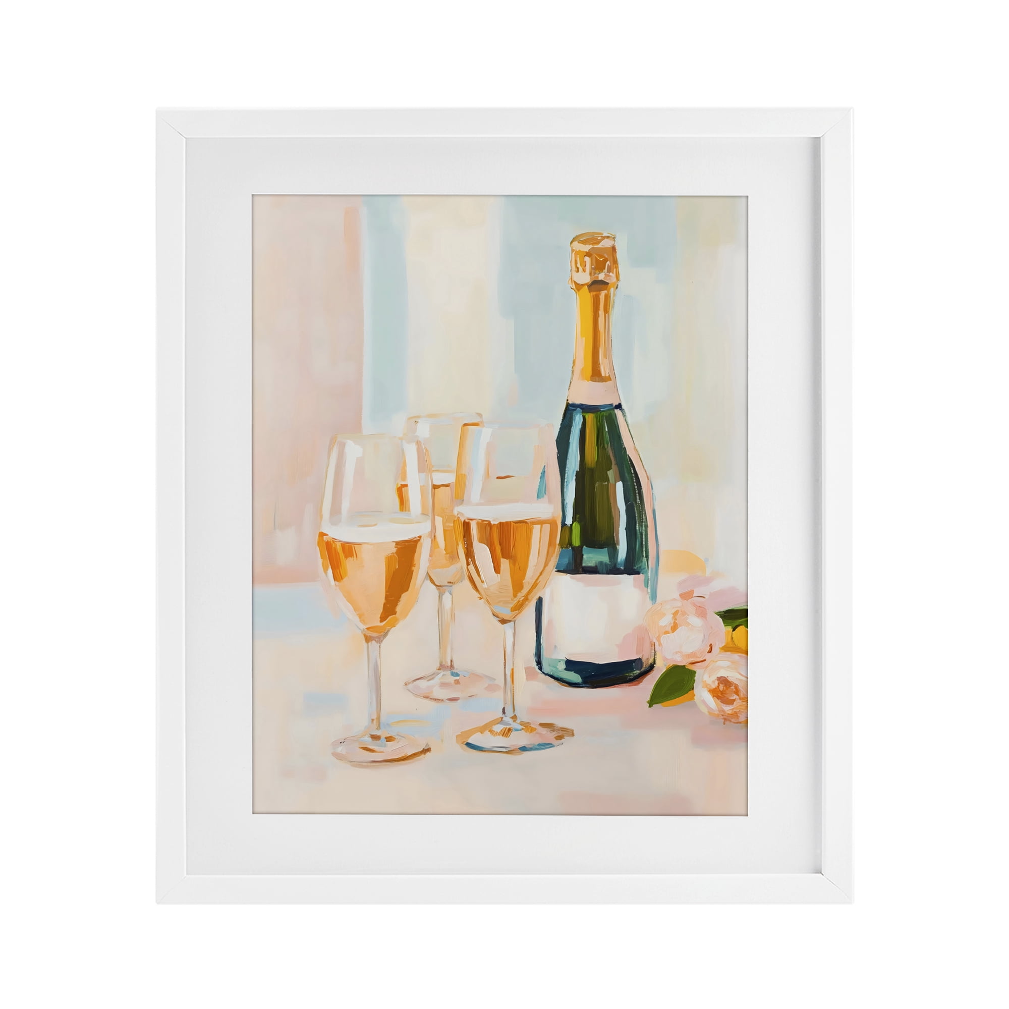 Stupell Industries Champagne Triple Toast White Framed Print Under Glass, design by The Prints Vibe