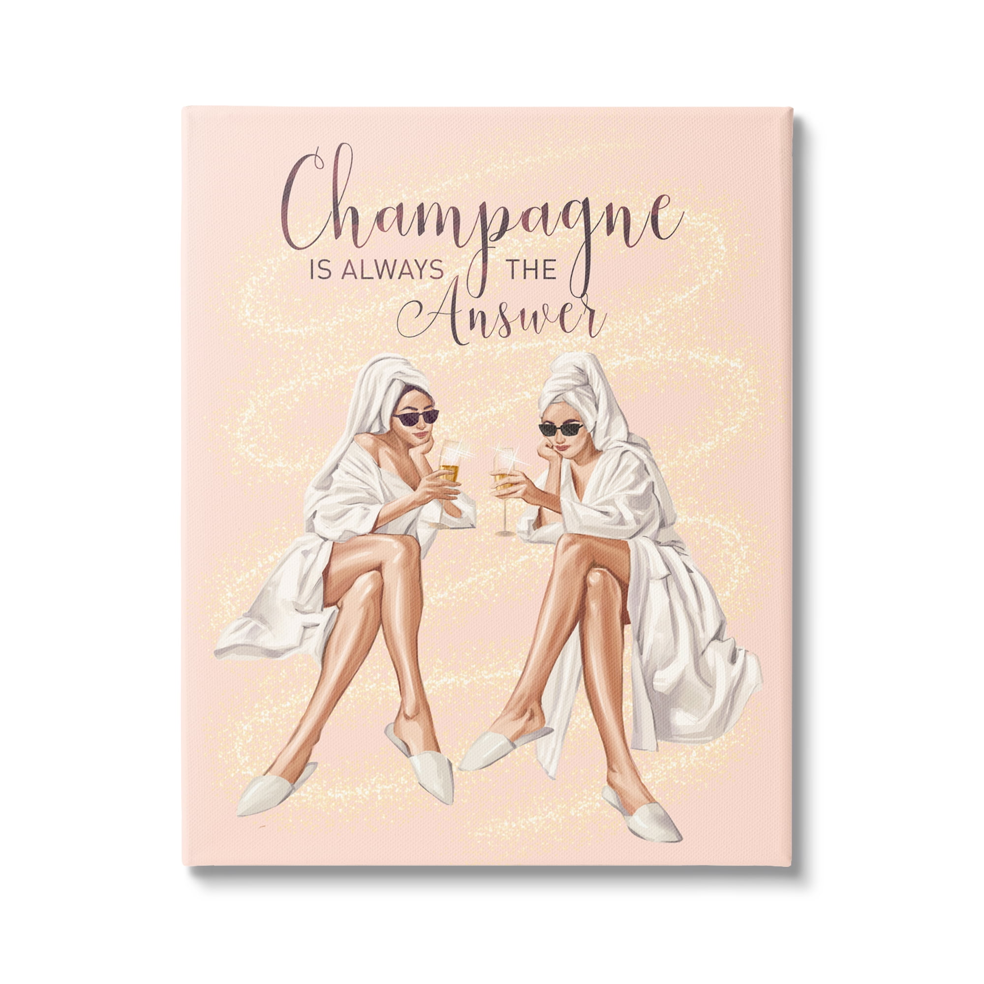 Stupell Industries Champagne Typography Quote Pink Glam Robes Cheers Canvas Wall Art, 36 x 48, Design by Ziwei Li