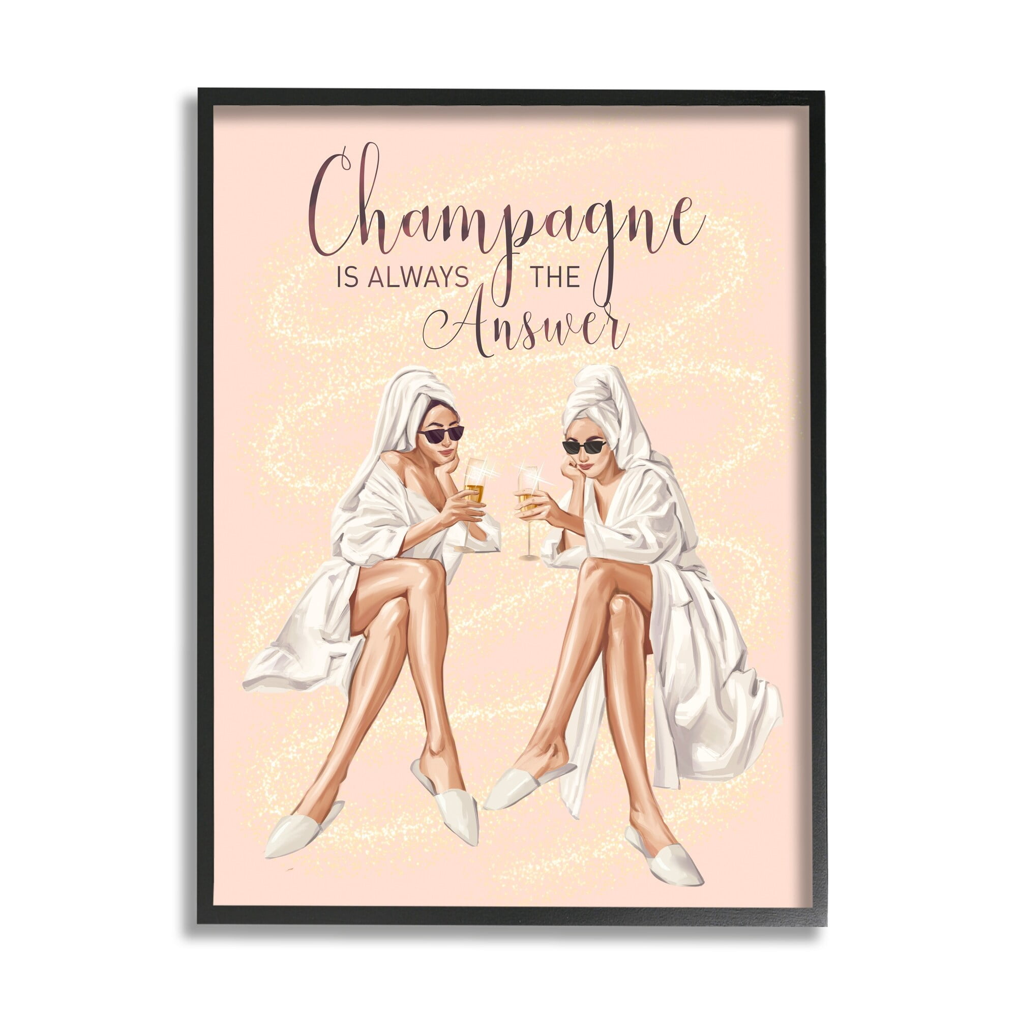 Stupell Industries Champagne Typography Quote Pink Glam Robes Cheers Framed Wall Art, 16 x 20, Design by Ziwei Li