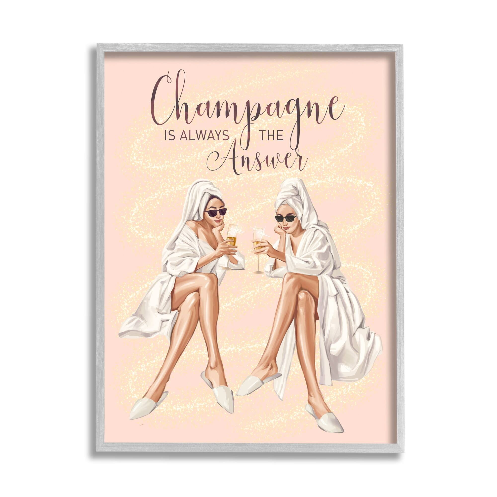 Stupell Industries Champagne Typography Quote Pink Glam Robes Cheers Framed Wall Art, 24 x 30, Design by Ziwei Li