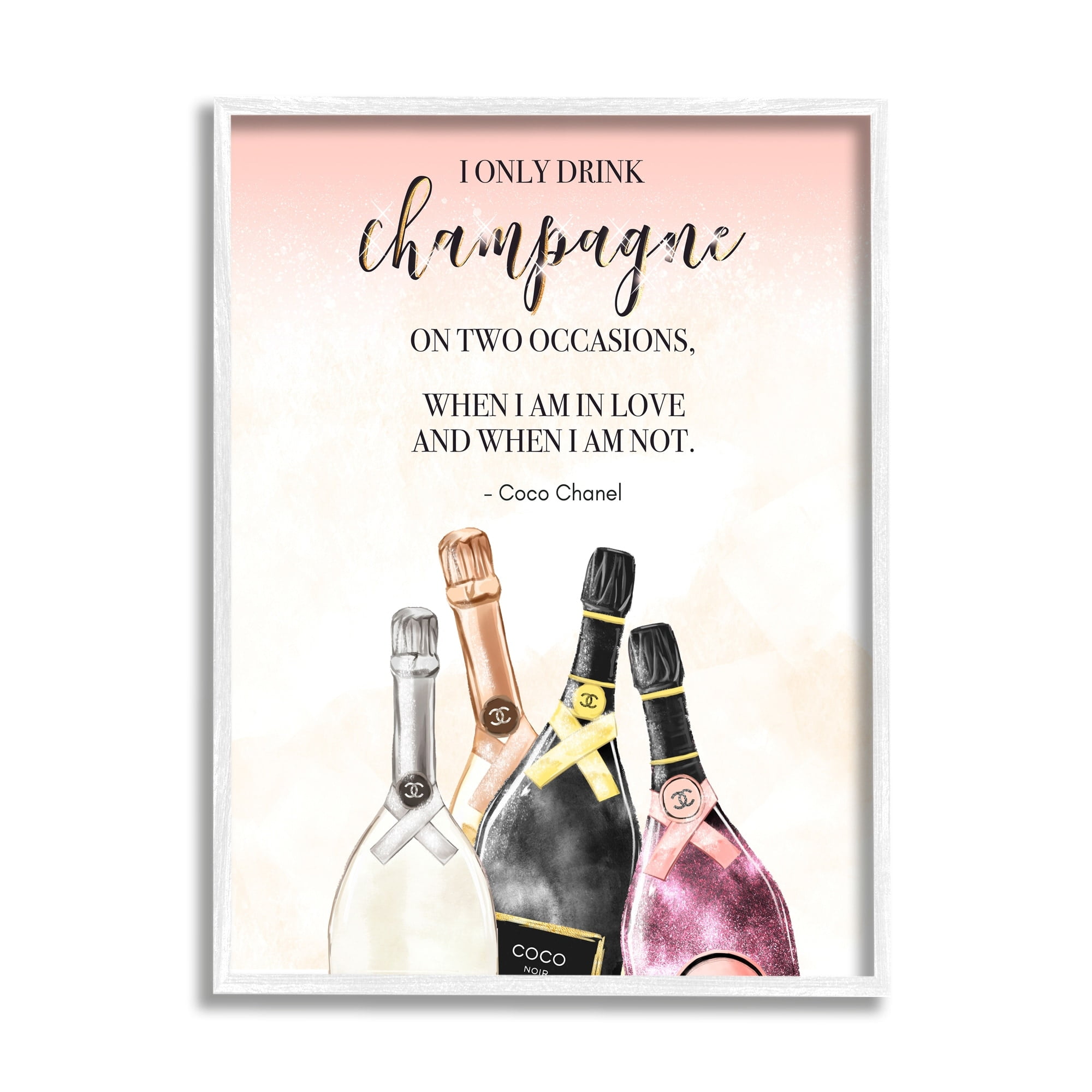 Stupell Industries Champagne and Love Quote Fashion Designer Glam Text Framed Wall Art, 16 x 20, Design by Ziwei Li