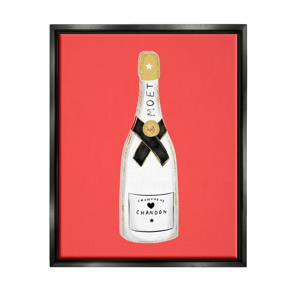 Stupell Industries Champagne on Red Food & Beverage Painting Black Floater Framed Canvas Art Print Wall Art, 25 x 31