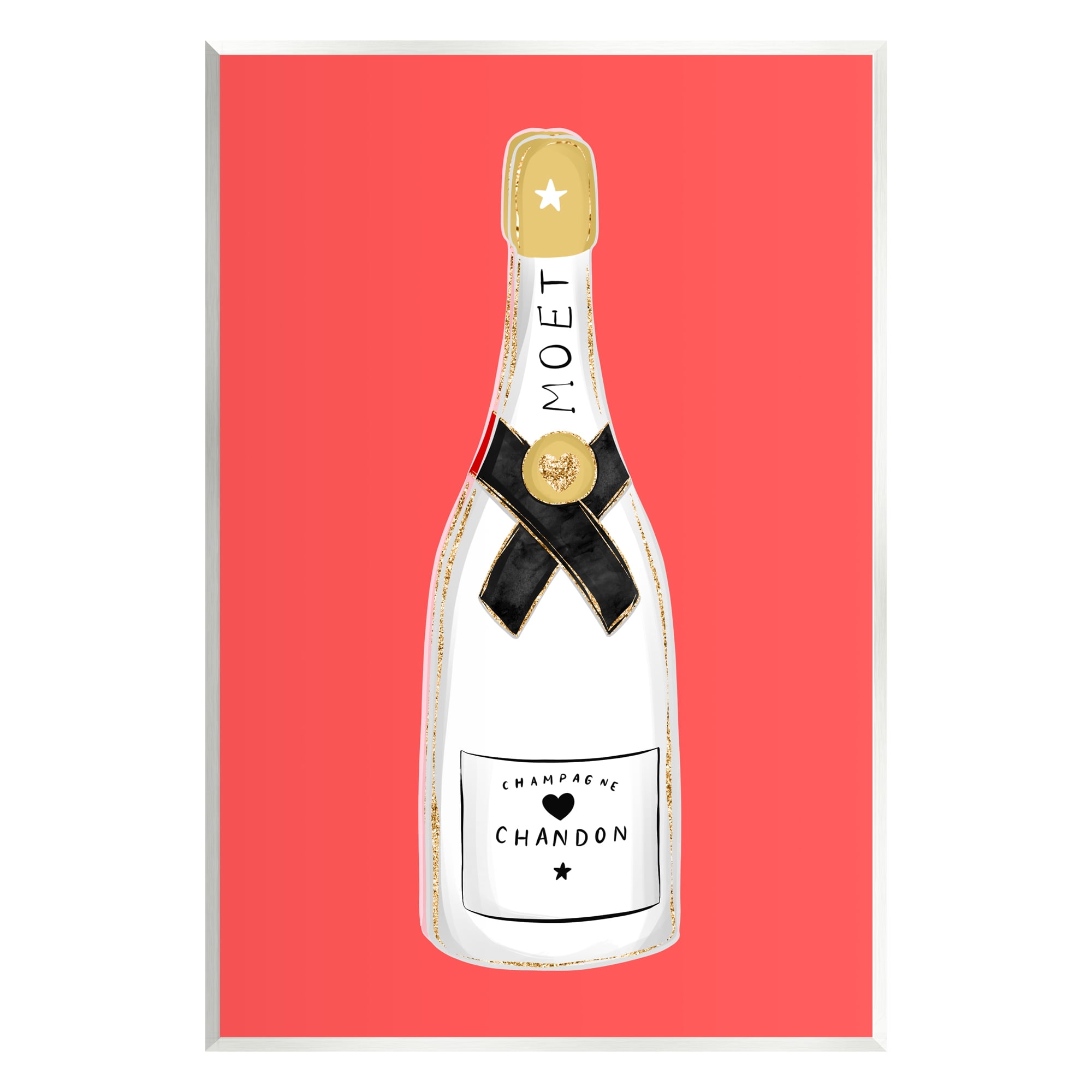 Stupell Industries Champagne on Red Food & Beverage Painting Unframed Art Print Wall Art, 10 x 15