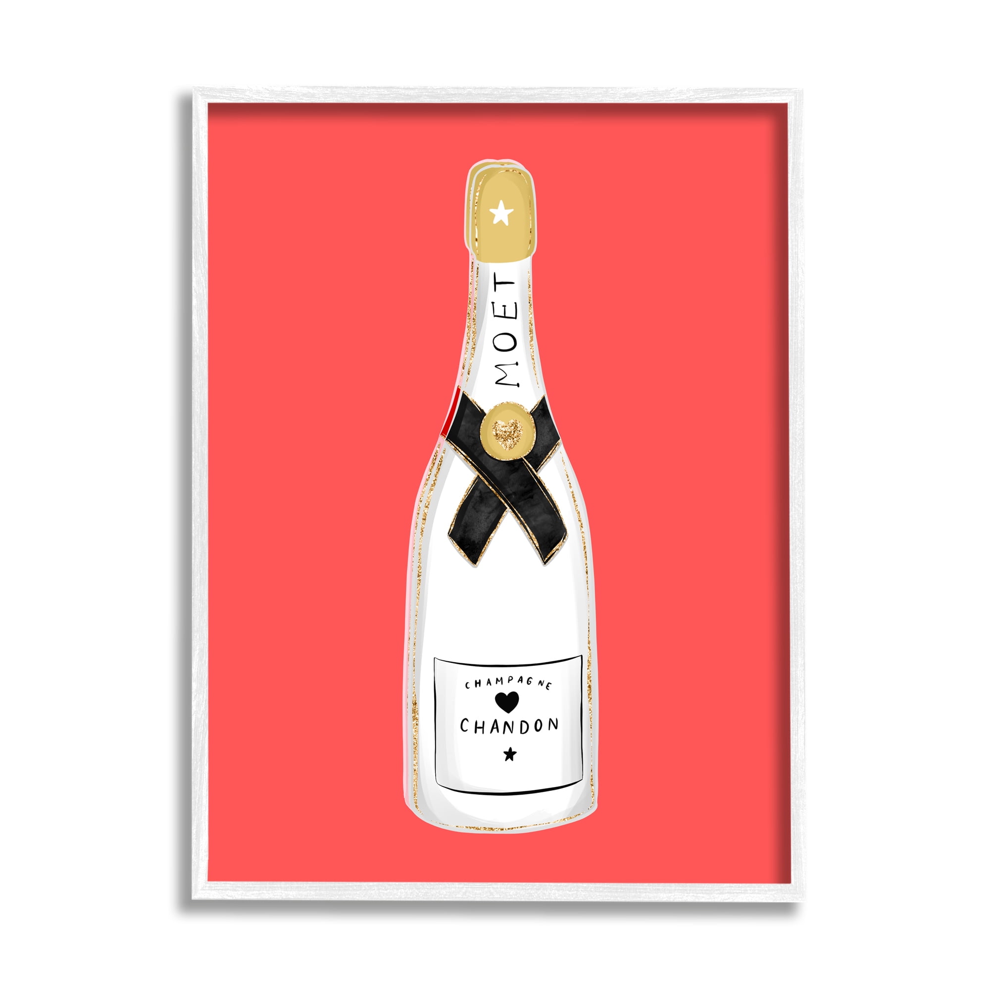 Stupell Industries Champagne on Red Food & Beverage Painting White Framed Art Print Wall Art, 24 x 30