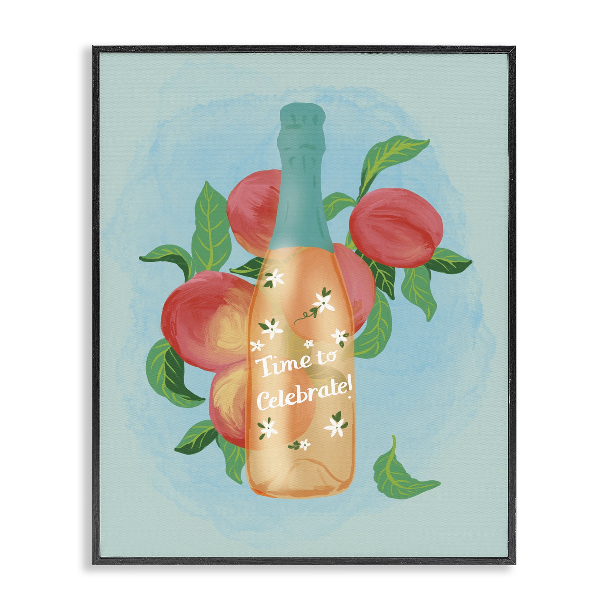 Stupell Industries Champagne with Budding Blooms Food & Beverage Painting Black Framed Art Print Wall Art, 16 x 20