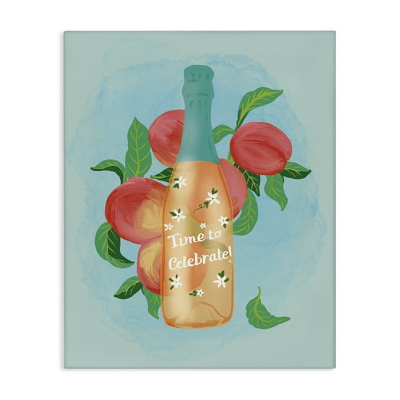 Stupell Industries Champagne with Budding Blooms Food & Beverage Painting Wrapped Canvas Art Print Wall Art, 16 x 20