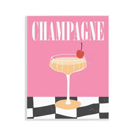 Stupell Industries Champagne with Cherry Food & Beverage Painting Unframed Art Print Wall Art, 11 x 14