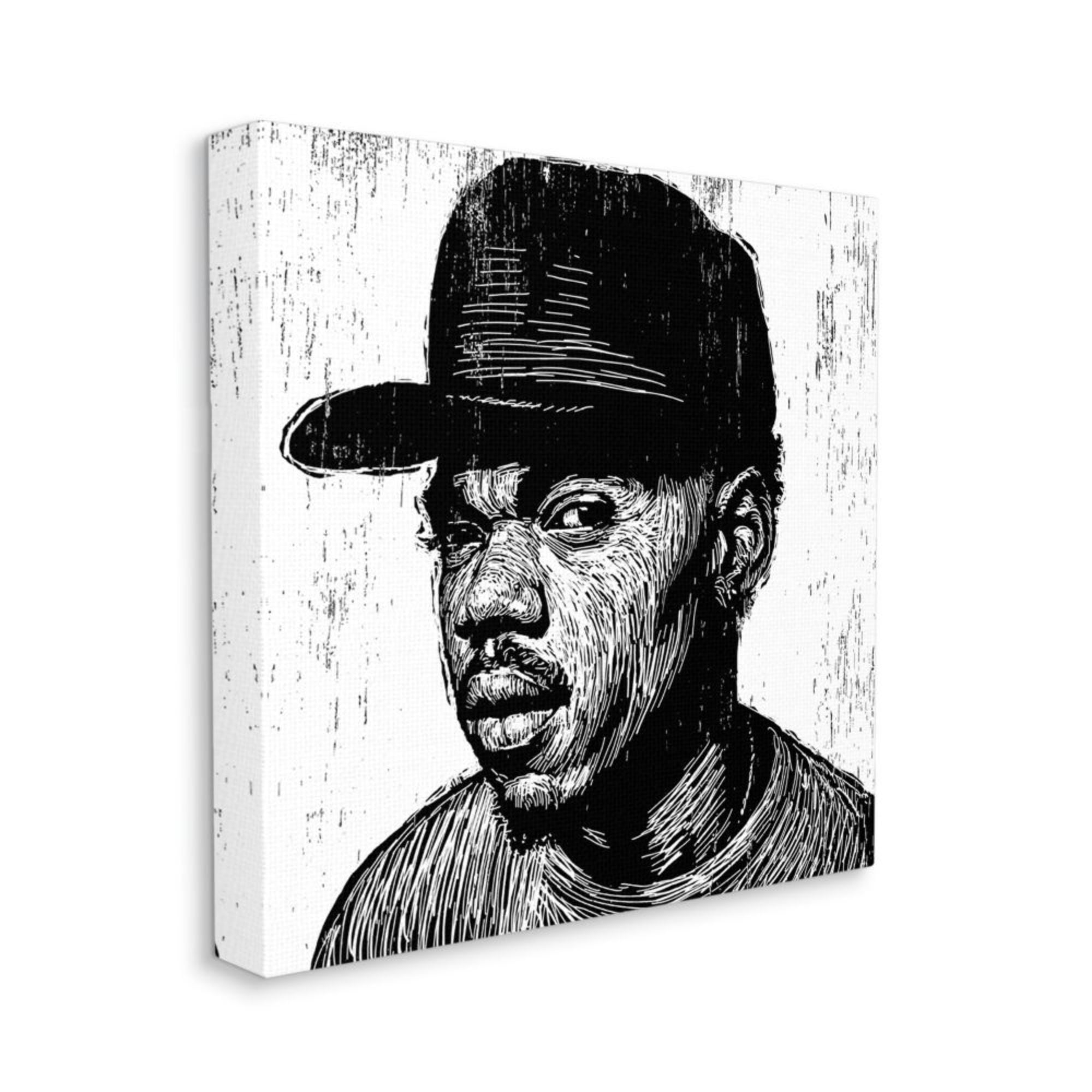 Stupell Industries Chance the Rapper Etched Black White Portrait Design ...