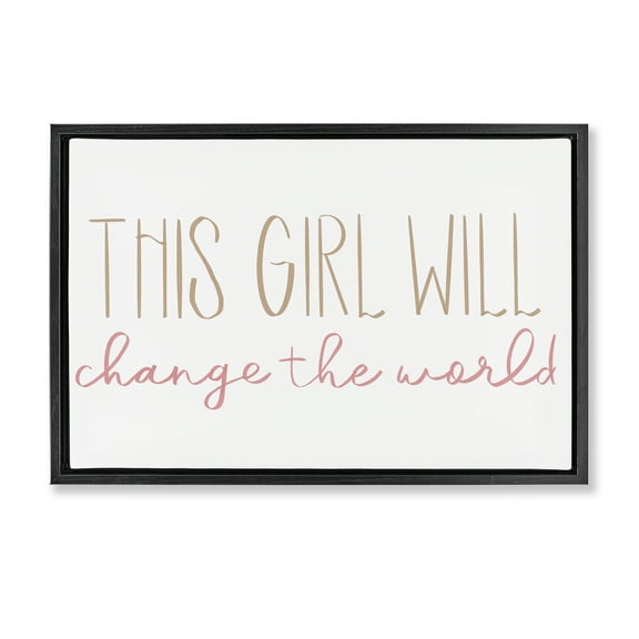 Stupell Industries Change The World Typography Painting Black Floater Framed Art Print Wall Art, 25 x 17