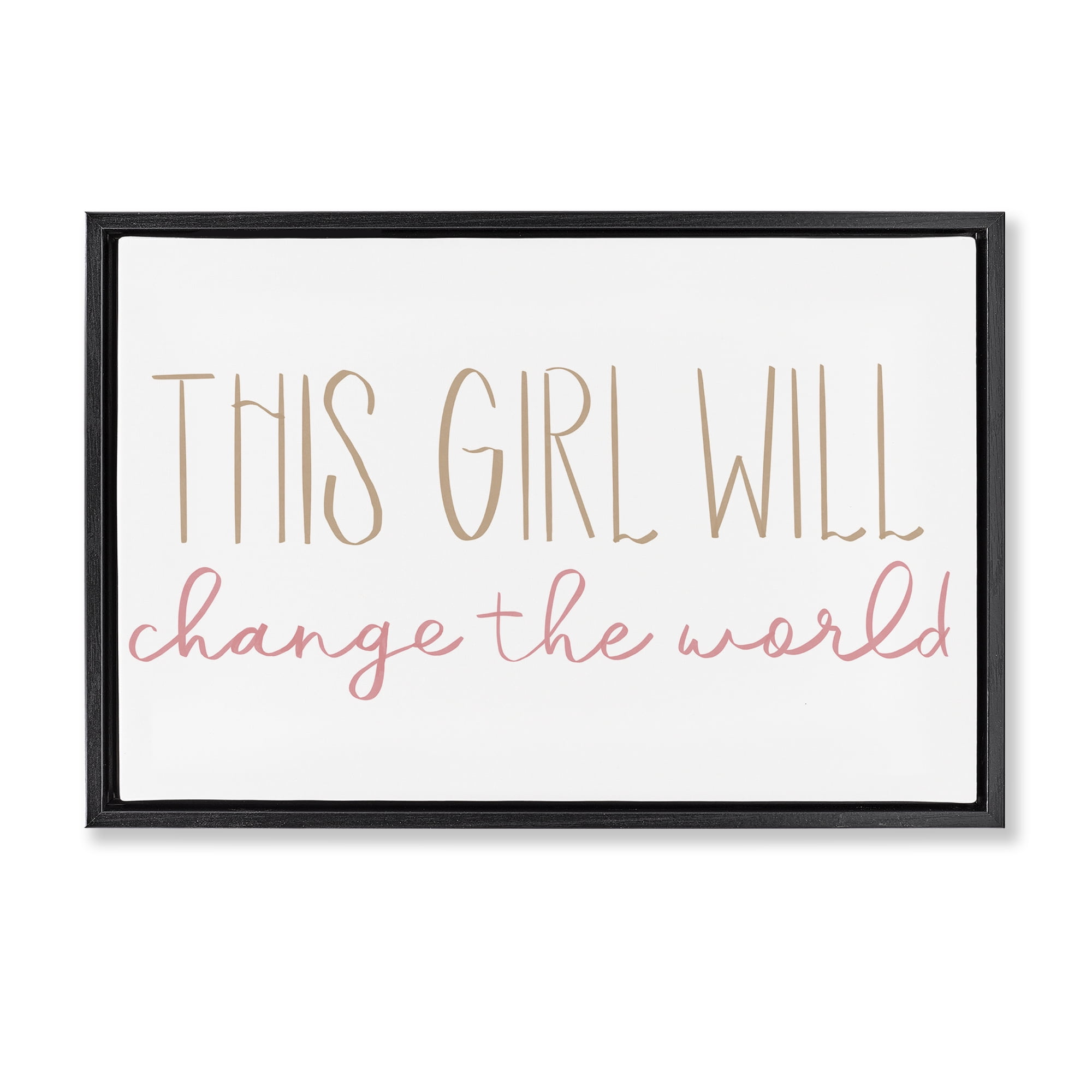 Stupell Industries Change The World Typography Painting Black Floater Framed Art Print Wall Art, 31 x 21
