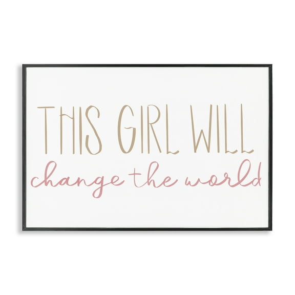 Stupell Industries Change The World Typography Painting Black Framed Art Print Wall Art, 18 x 12
