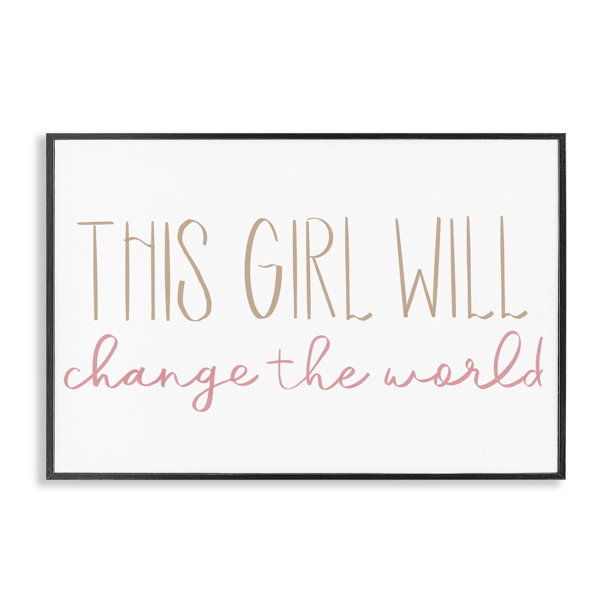 Stupell Industries Change The World Typography Painting Black Framed Art Print Wall Art, 24 x 16