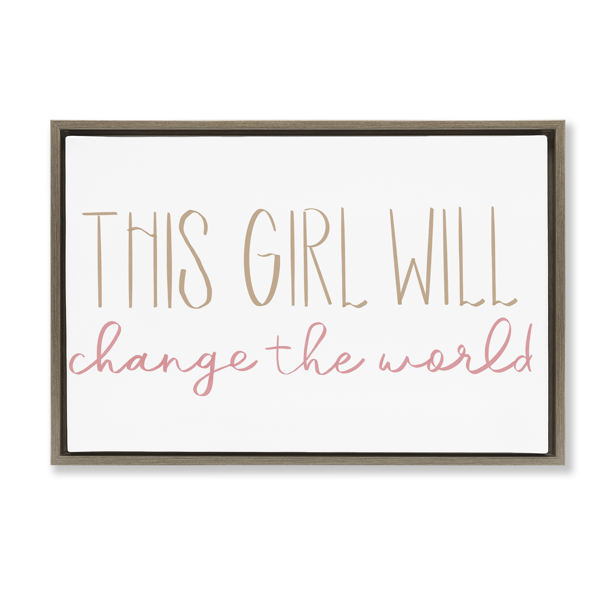 Stupell Industries Change The World Typography Painting Brown Floater Framed Art Print Wall Art, 25 x 17